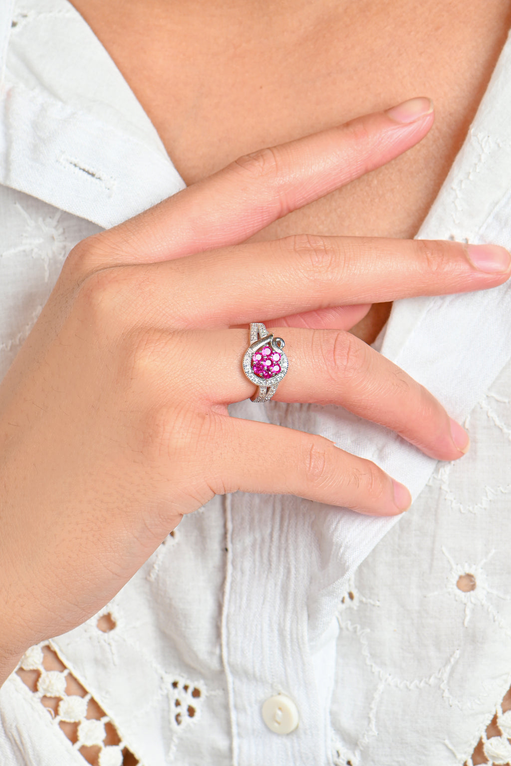 Fine Sterling Silver Cubic Zirconia Ring Brilliant Cut Sparkling CZ Ring for Women