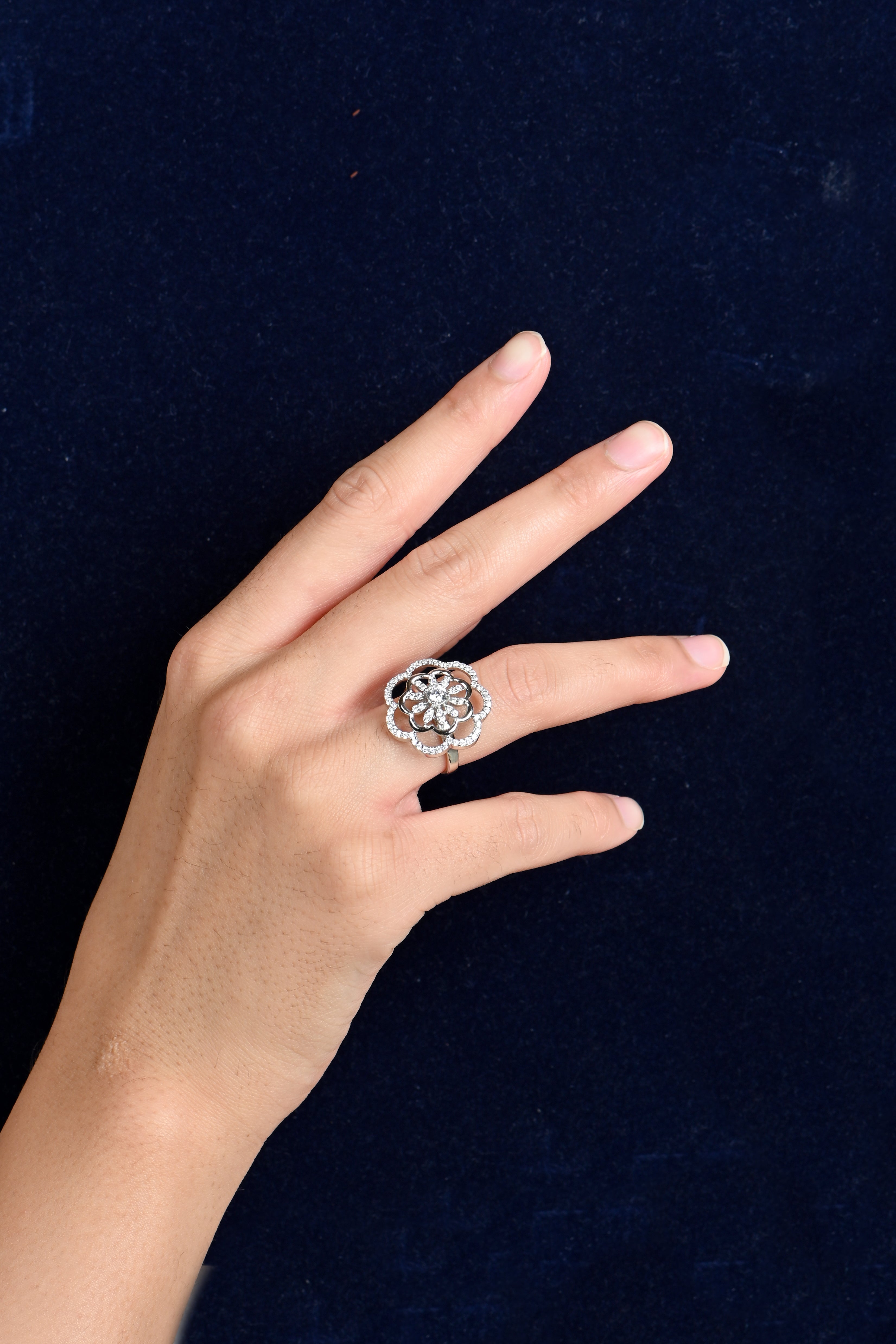 925 Sterling Silver Geometric Cubic Zirconia Ring for Her, Chic CZ Fashion Jewelry, Statement Ring, Birthday or Holiday Gift