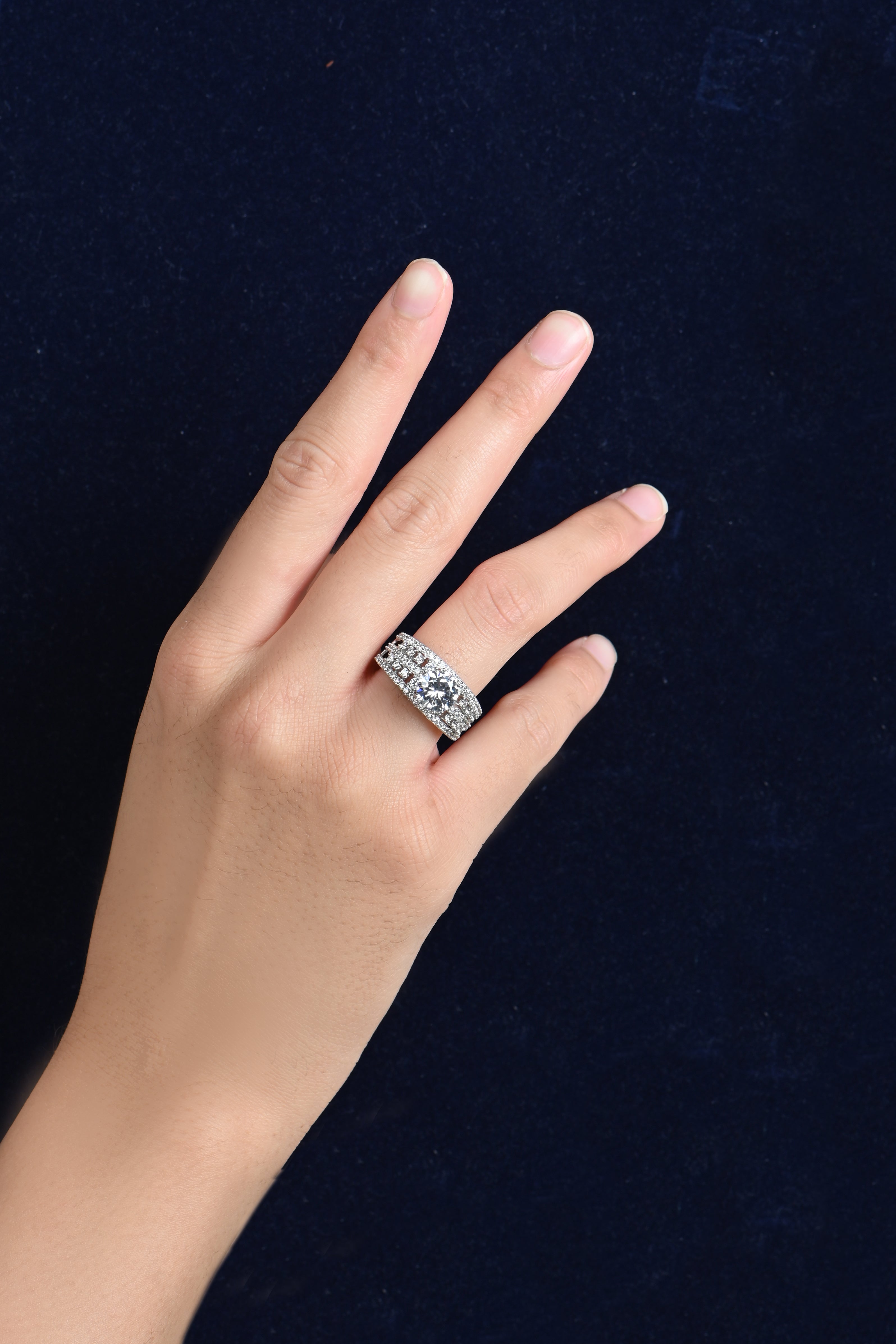 925 Sterling Silver Princess-Cut Cubic Zirconia Statement Ring for Her, Elegant CZ Jewelry, Perfect for Engagement, Promise, Birthday, Anniversary Gift