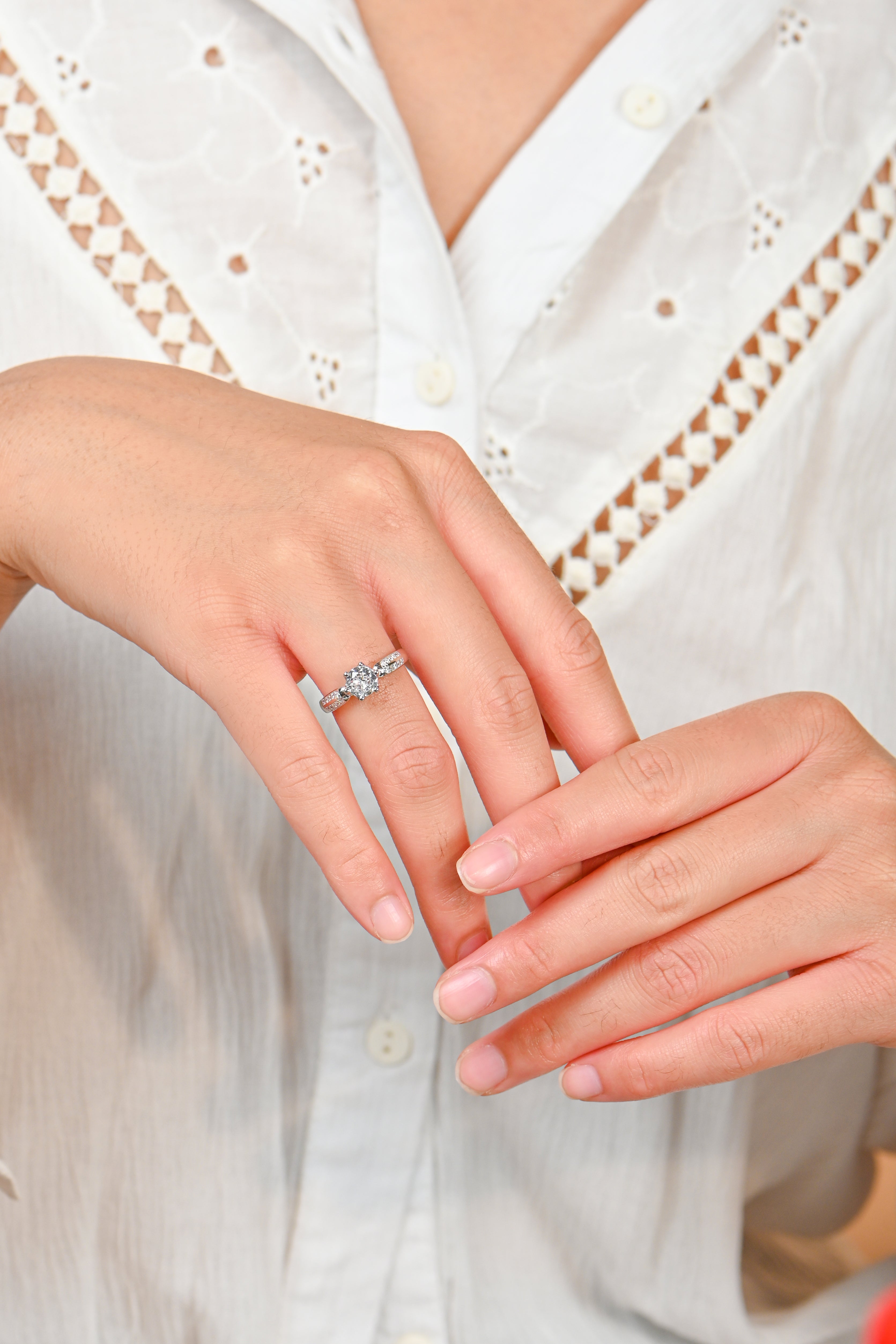 Women’s Sterling Silver Cubic Zirconia Ring Elegant Minimalist Jewelry