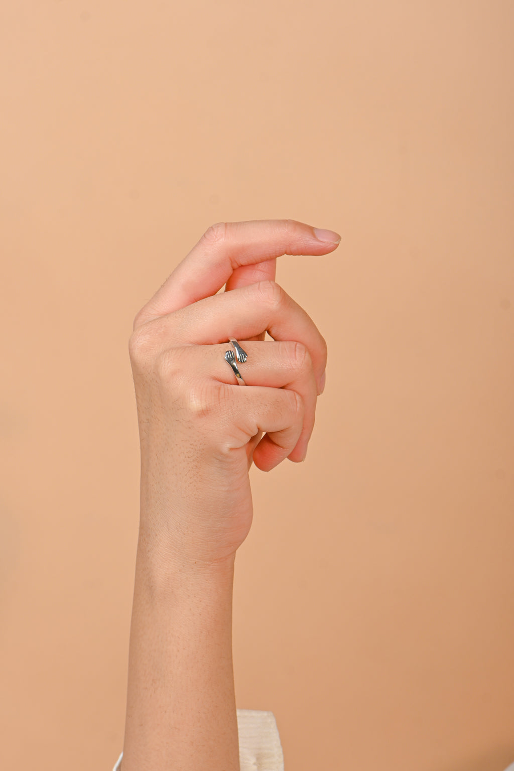 Women’s Adjustable Hug Me Ring Matte 925 Sterling Silver Heart Ring Anniversary Gift