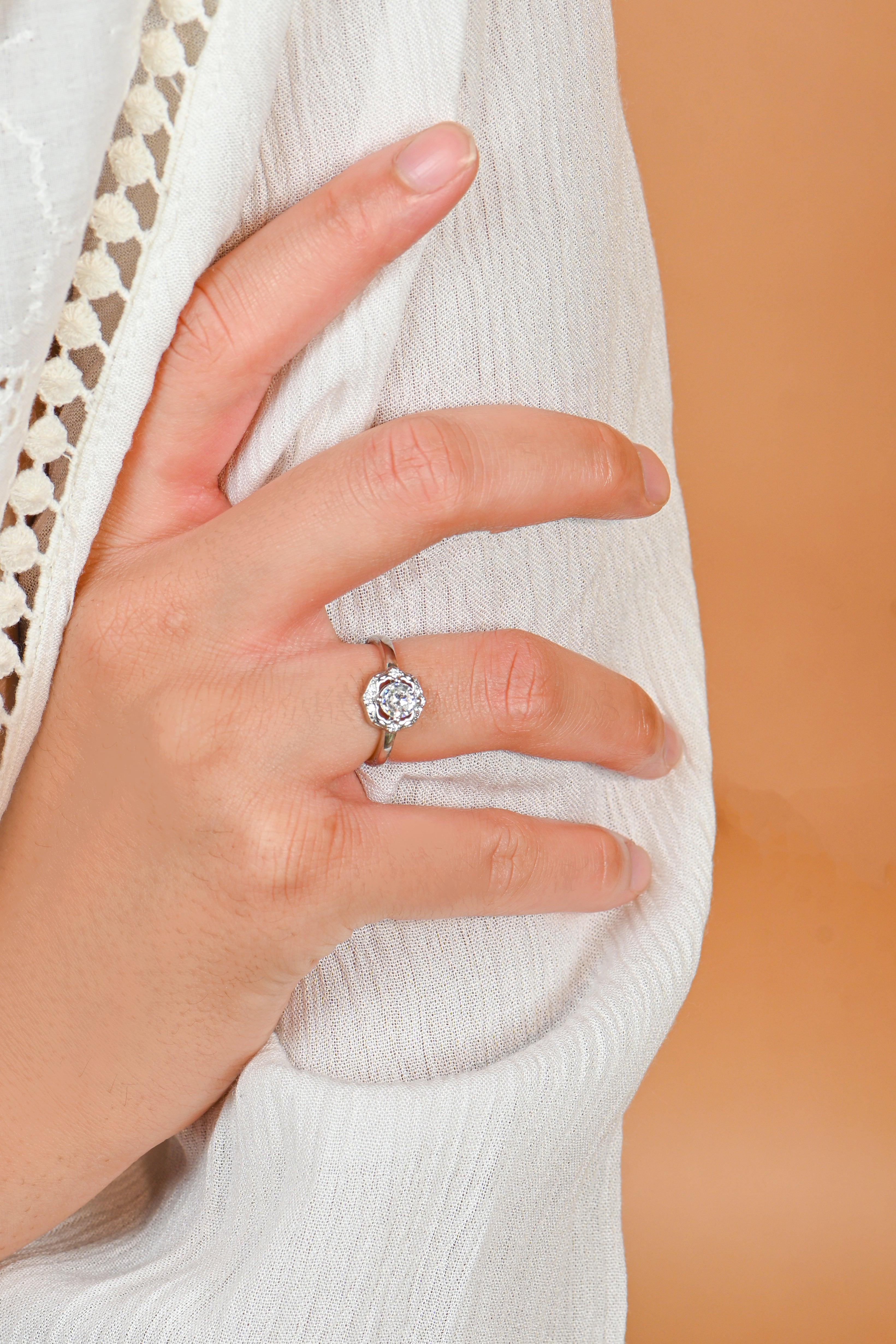 Classic Sterling Silver Round Cut CZ Ring Lightweight Minimalist Band