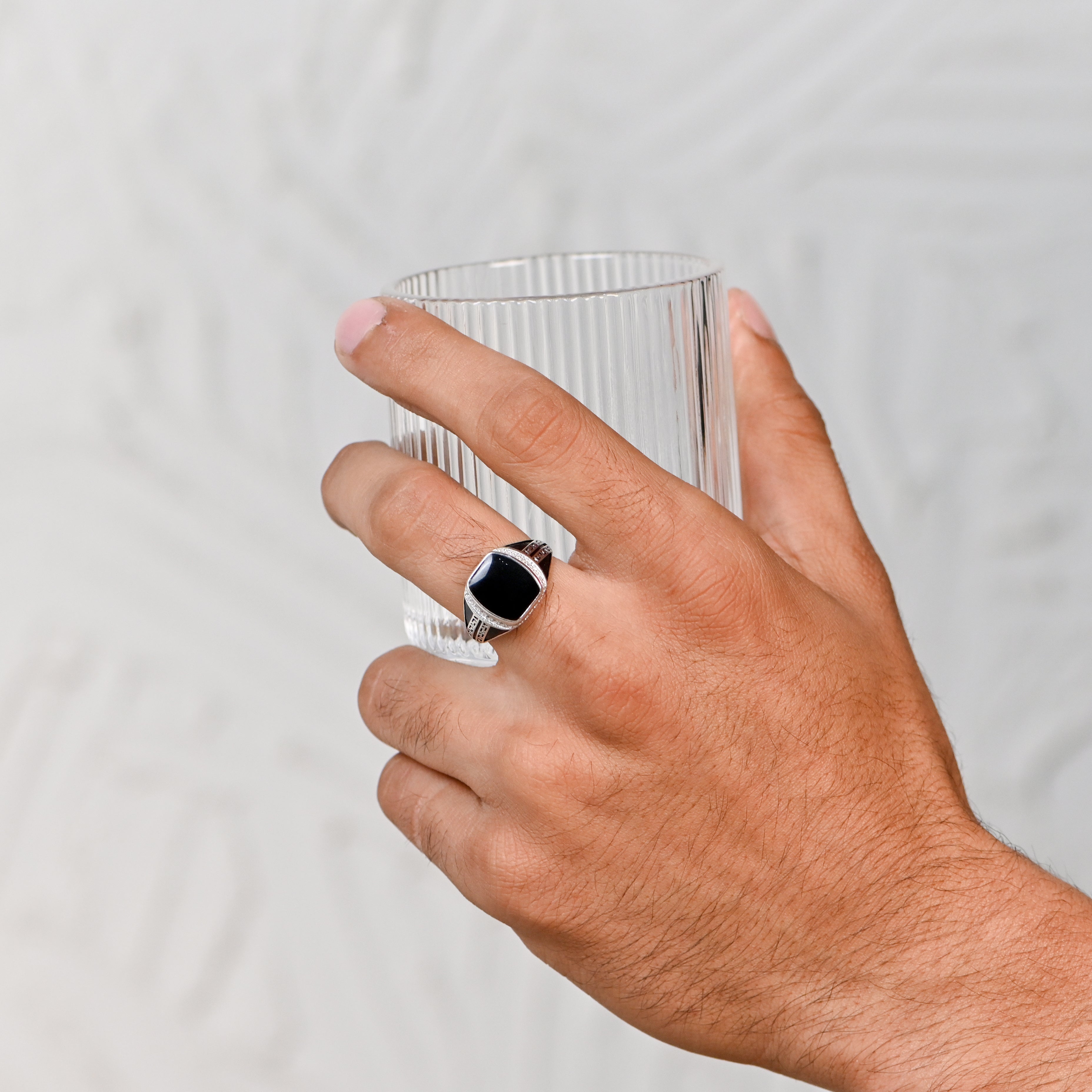 Masculine 925 Silver Oxidized Ring with Black Onyx Stone Vintage Men’s Ring