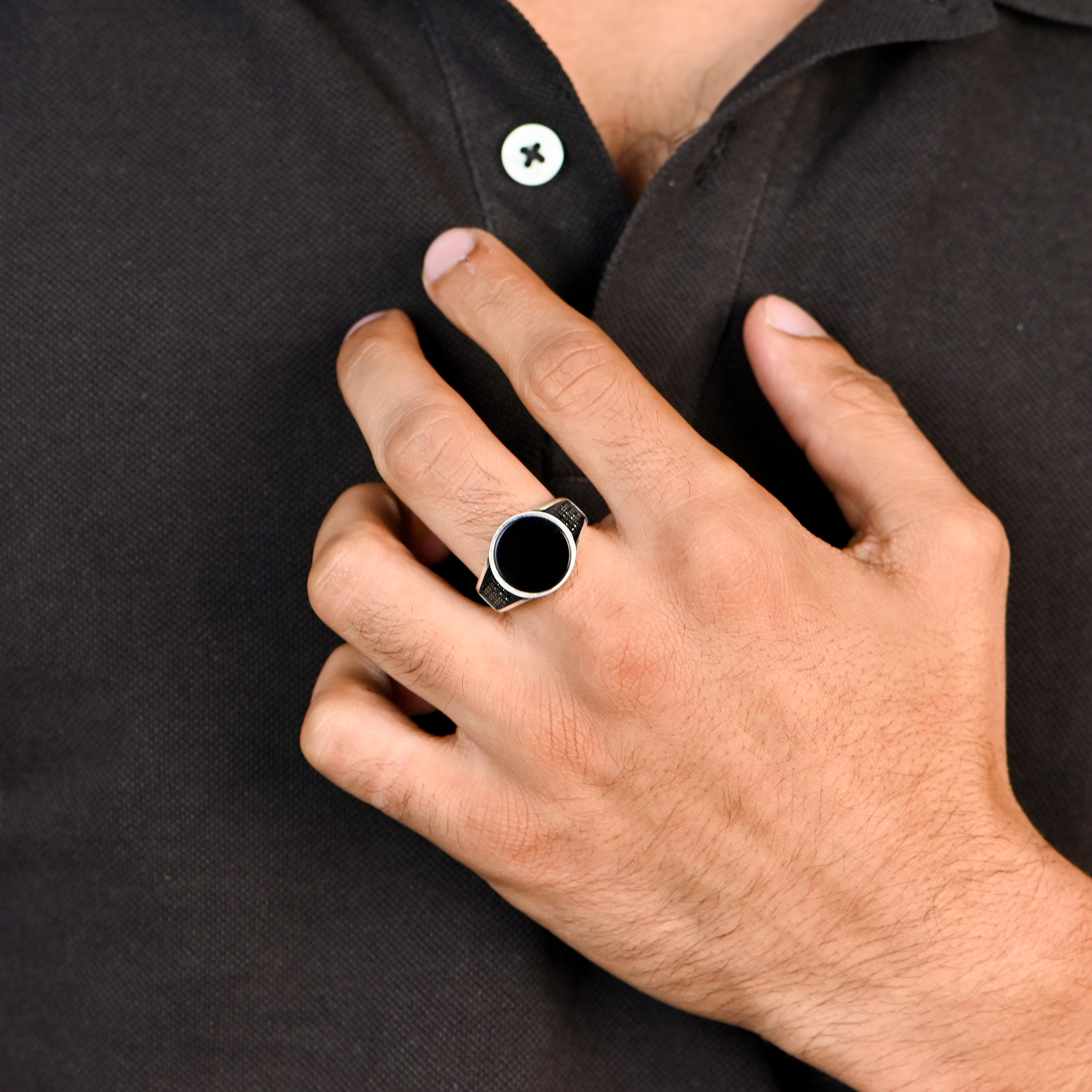 925 Sterling Silver Men’s Ring with Black Onyx | Oxidized Finish for Style & Durability