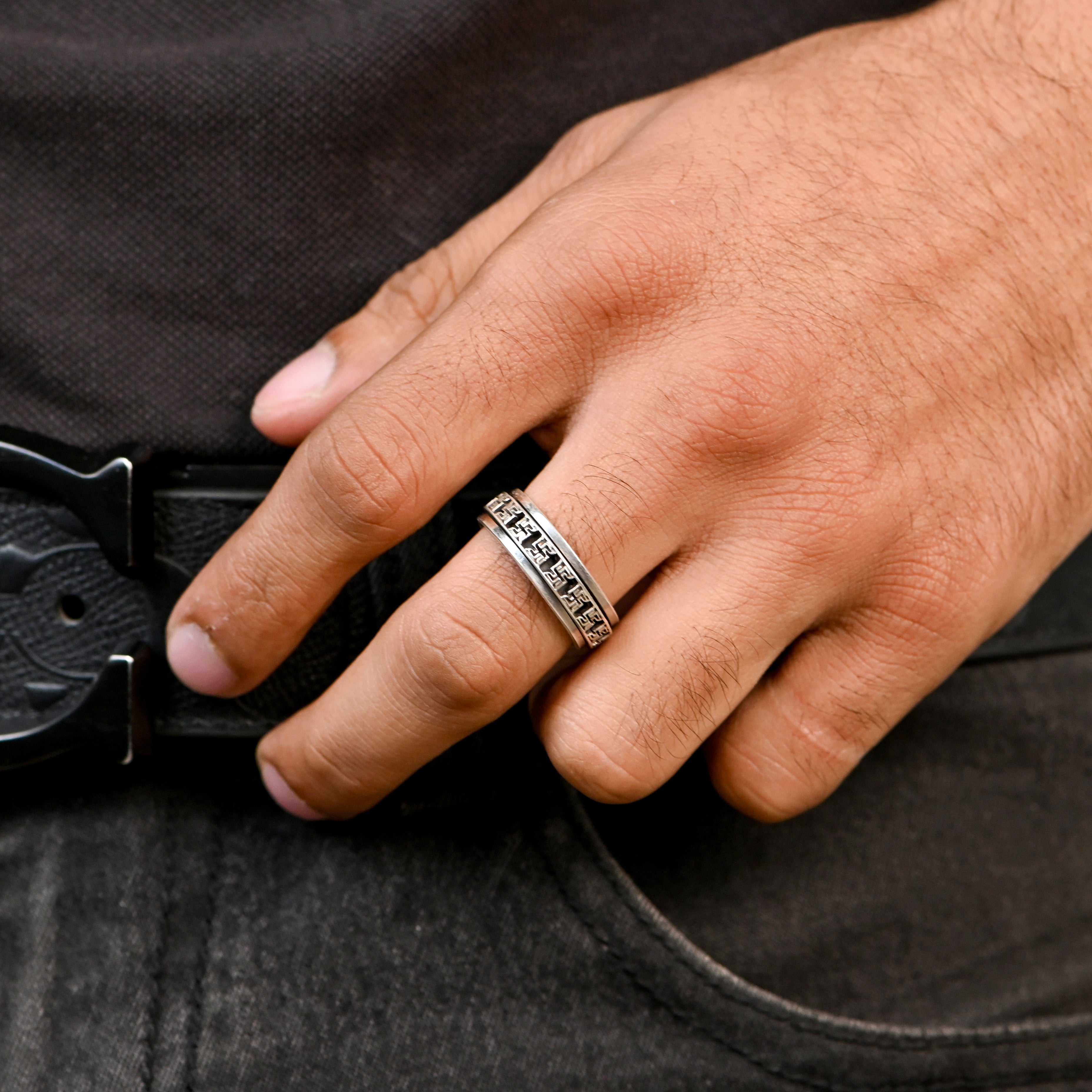 Men’s Bold Oxidized 925 Silver Ring | Unique Antique-Style Band | Gift for Him