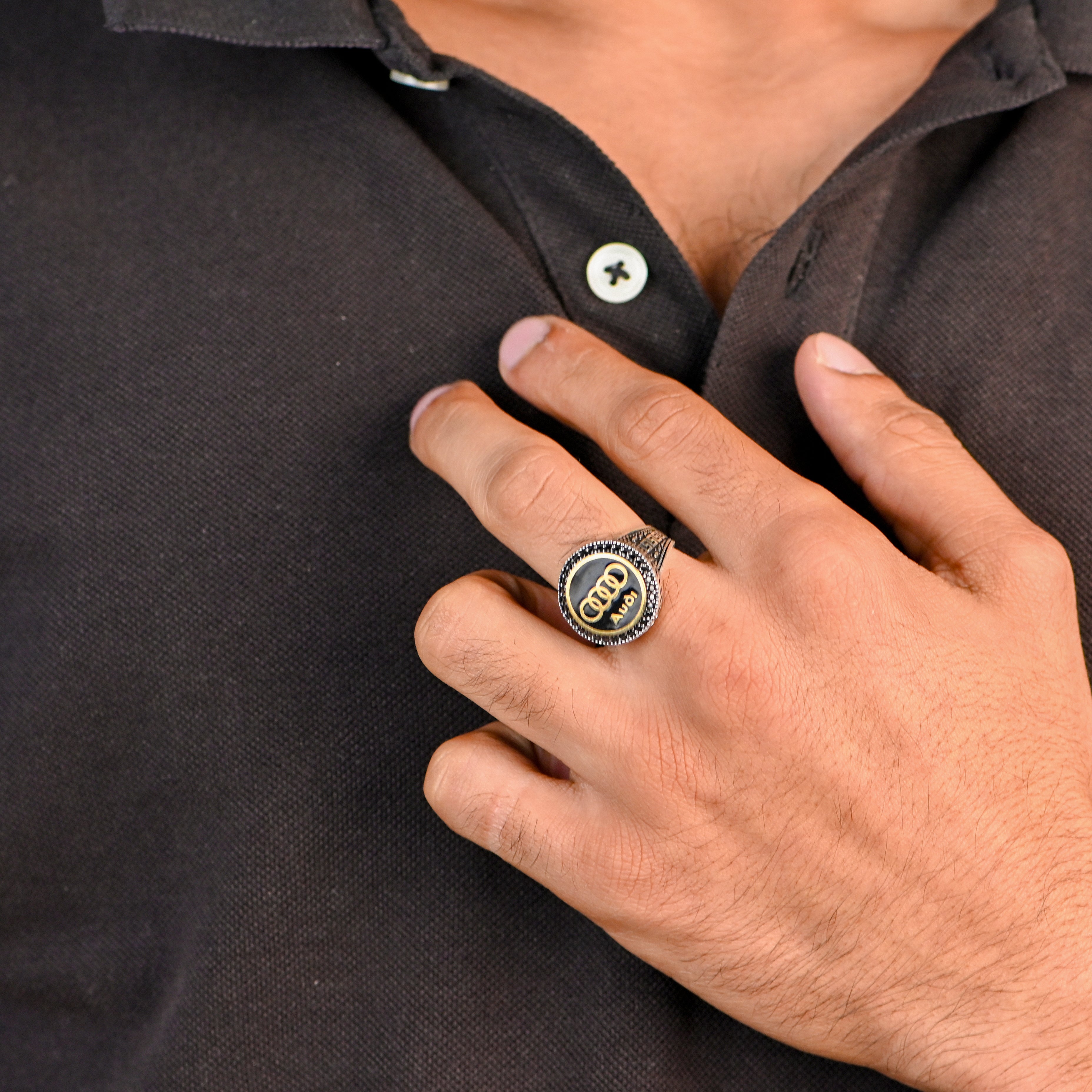 Bold Men’s Oxidized 925 Sterling Ring | Unique Tribal-Inspired Band