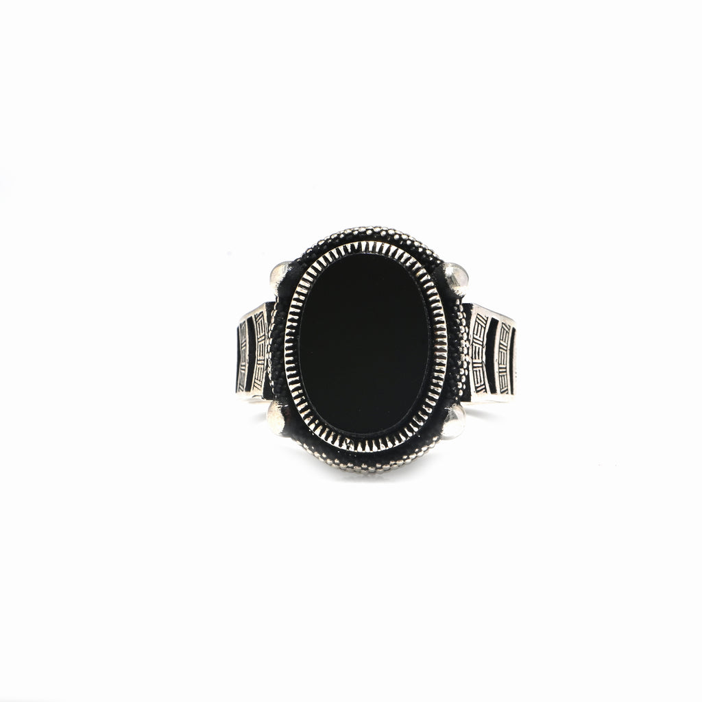 925 Sterling Silver Oxidized Men’s Ring with Black Onyx Oxidized Finish for Style & Durability