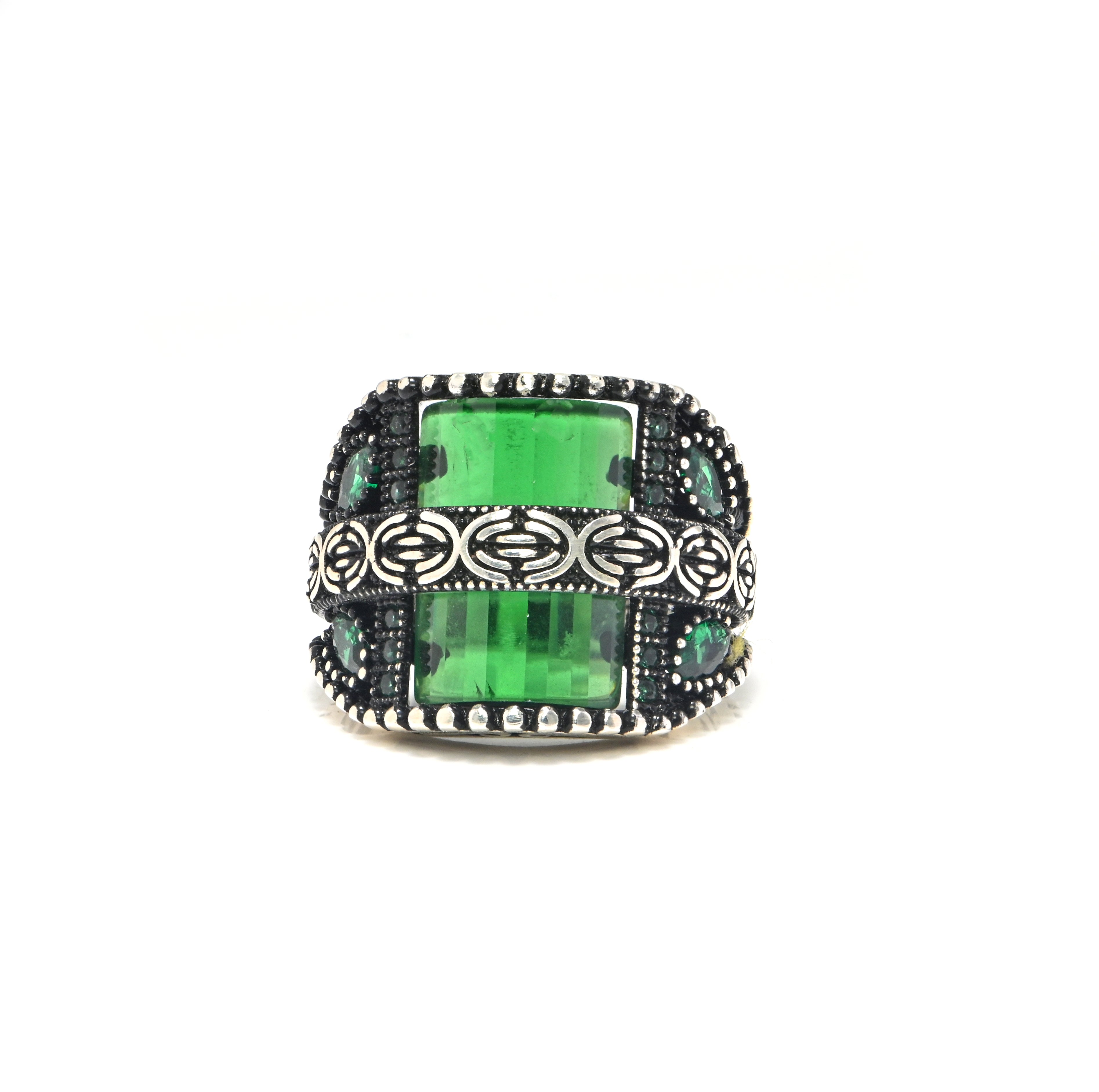 Fashionable Men’s Oxidized Silver Ring with Green Onyx Stylish, Durable, and Comfortable