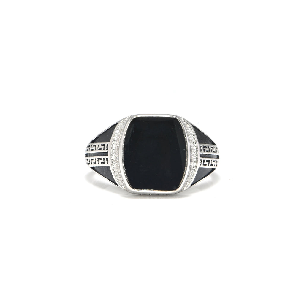 Masculine 925 Silver Oxidized Ring with Black Onyx Stone Vintage Men’s Ring