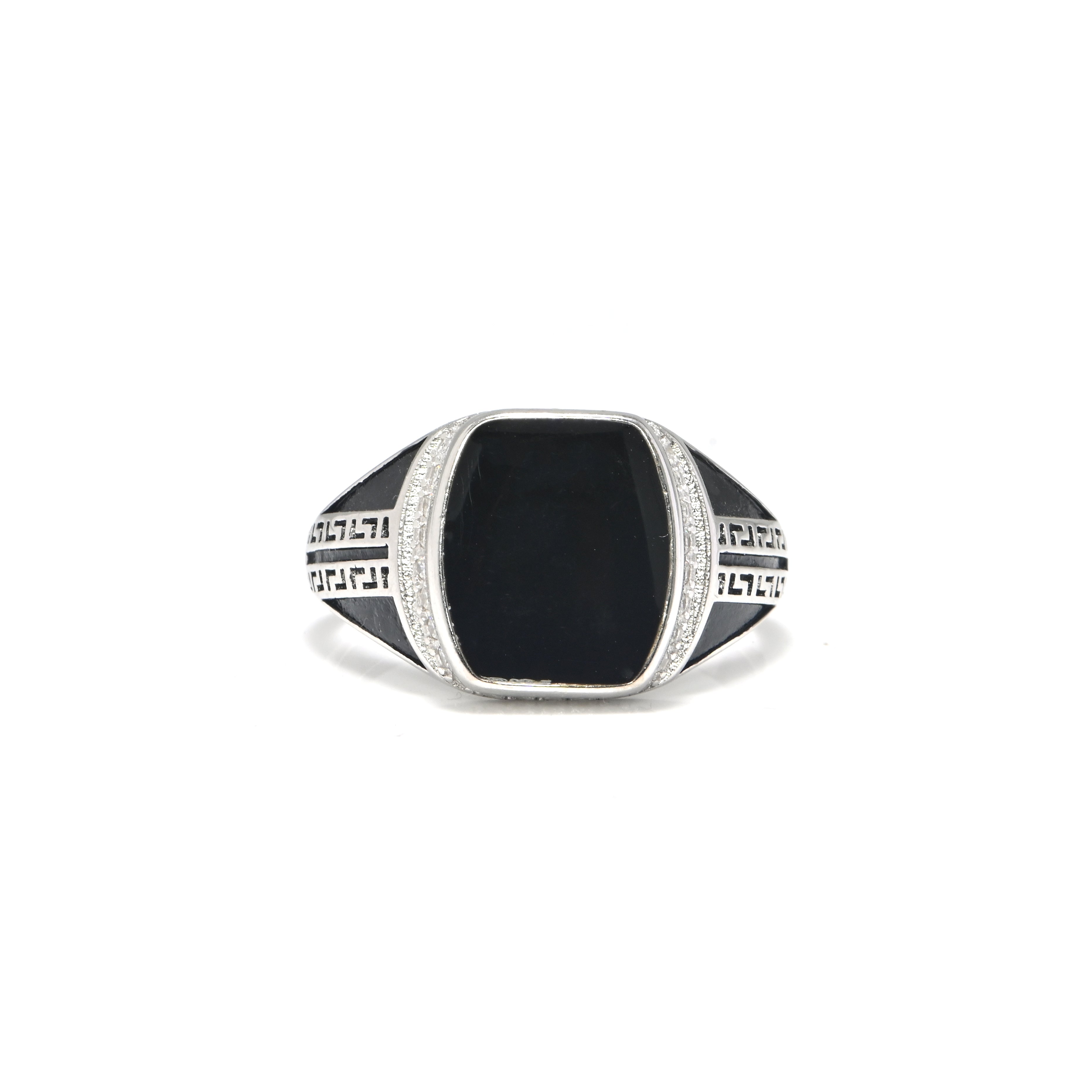 Masculine 925 Silver Oxidized Ring with Black Onyx Stone Vintage Men’s Ring