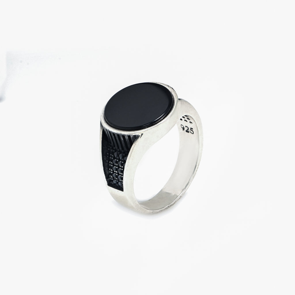 925 Sterling Silver Men’s Ring with Black Onyx | Oxidized Finish for Style & Durability