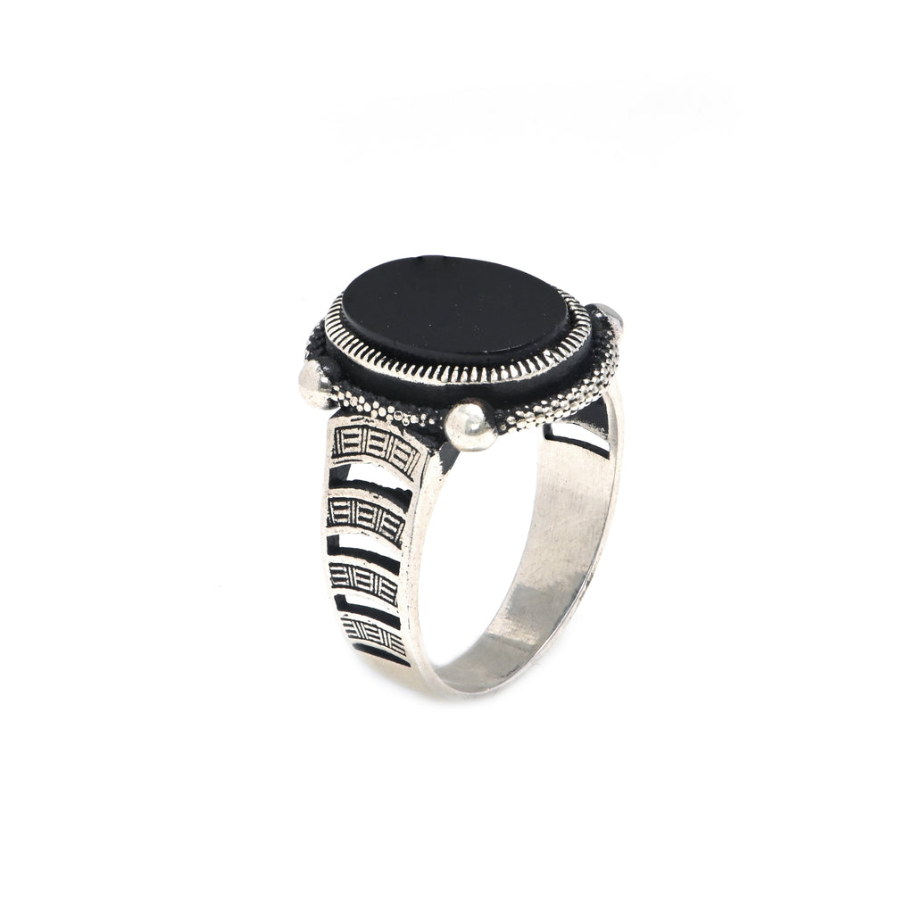 925 Sterling Silver Oxidized Men’s Ring with Black Onyx Oxidized Finish for Style & Durability