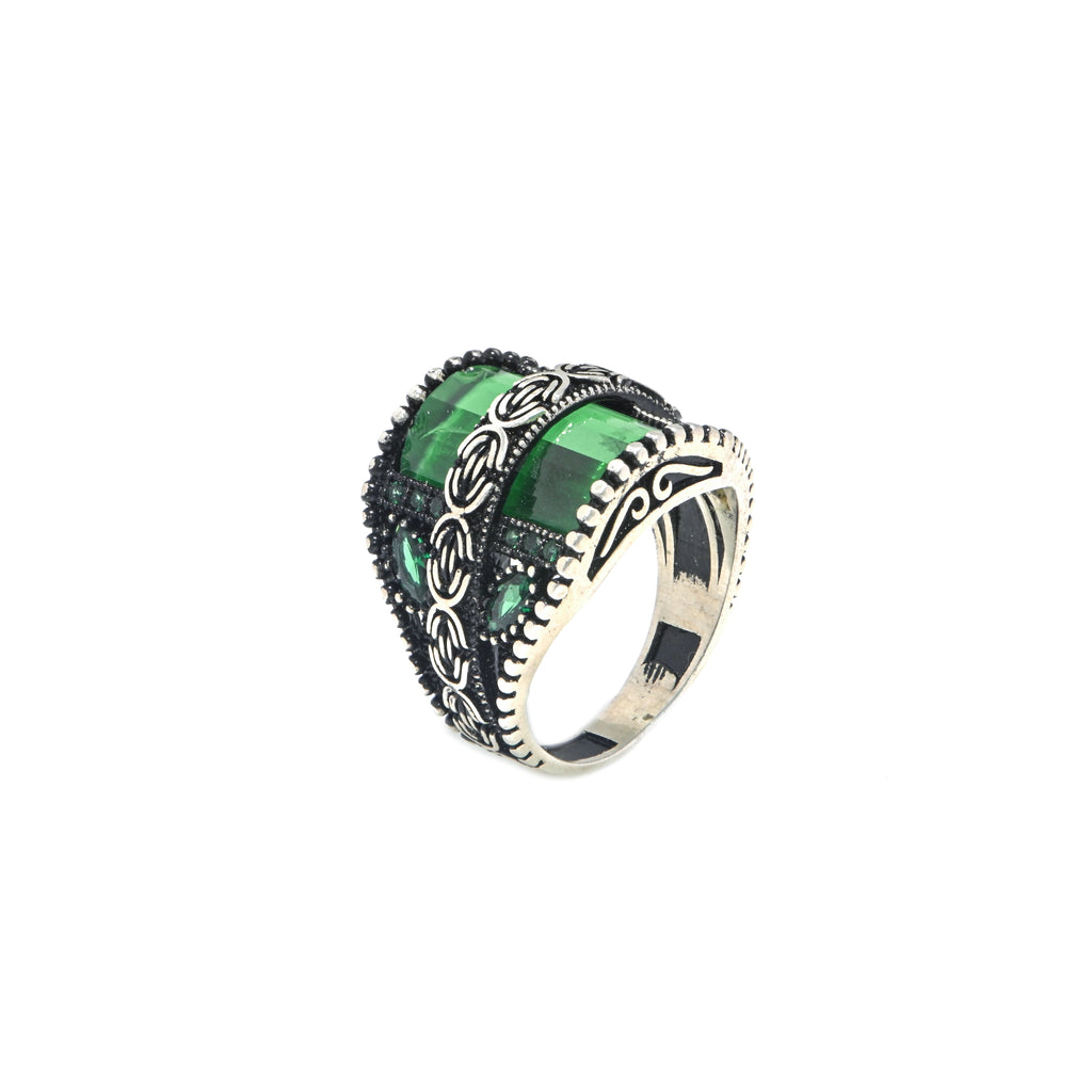 Fashionable Men’s Oxidized Silver Ring with Green Onyx Stylish, Durable, and Comfortable