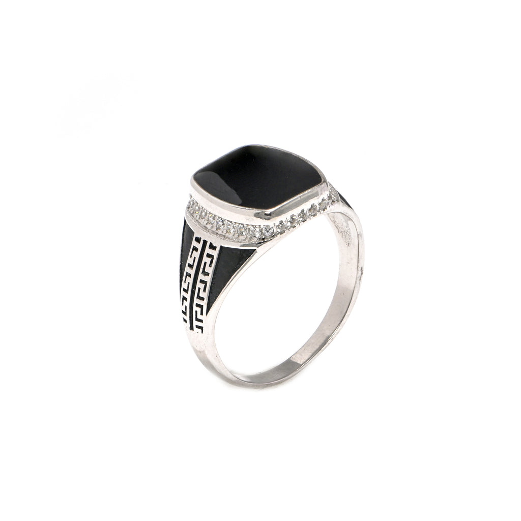Masculine 925 Silver Oxidized Ring with Black Onyx Stone Vintage Men’s Ring