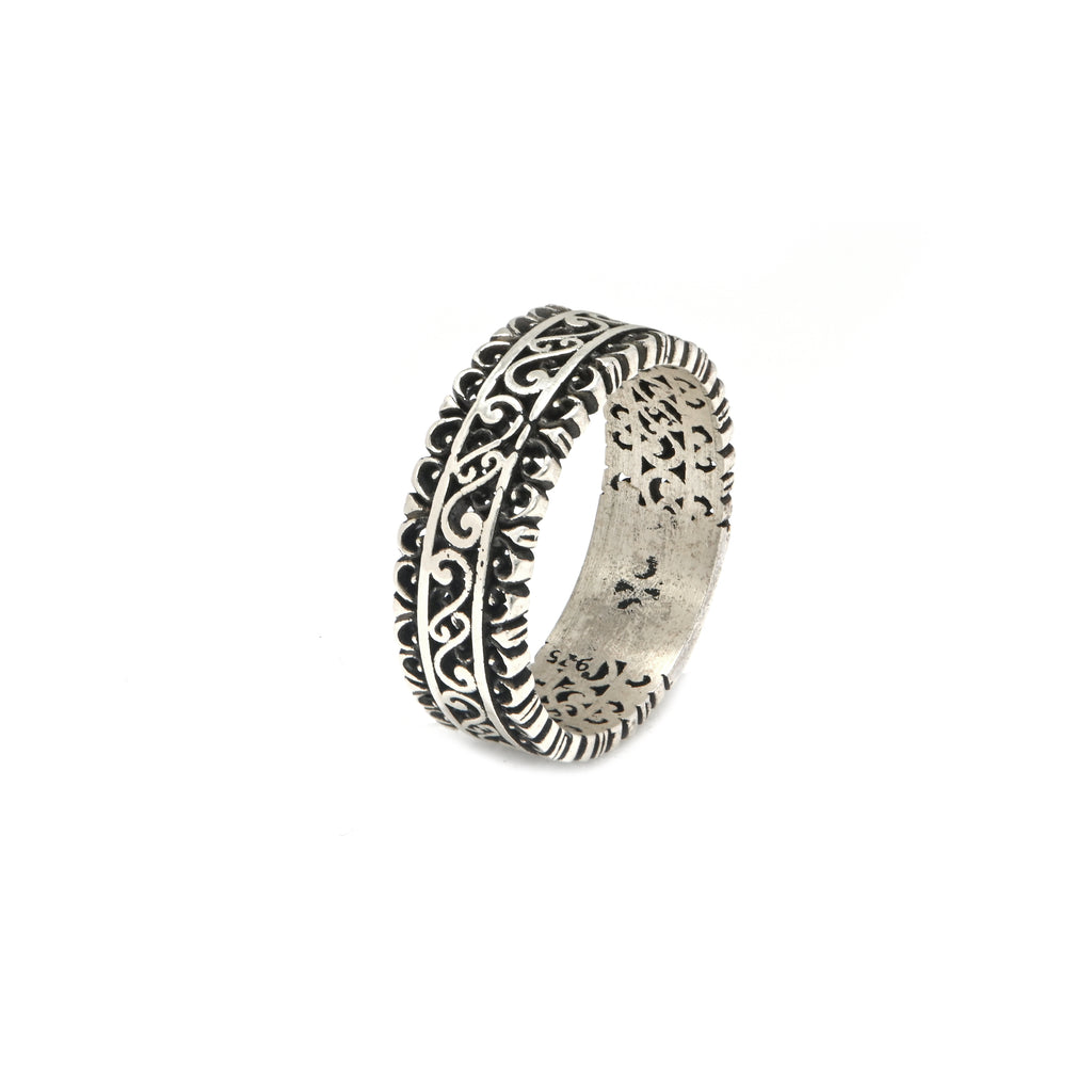 Bold Oxidized 925 Silver Ring for Men | Unique Vintage Oxidized Band | Gift for Husband