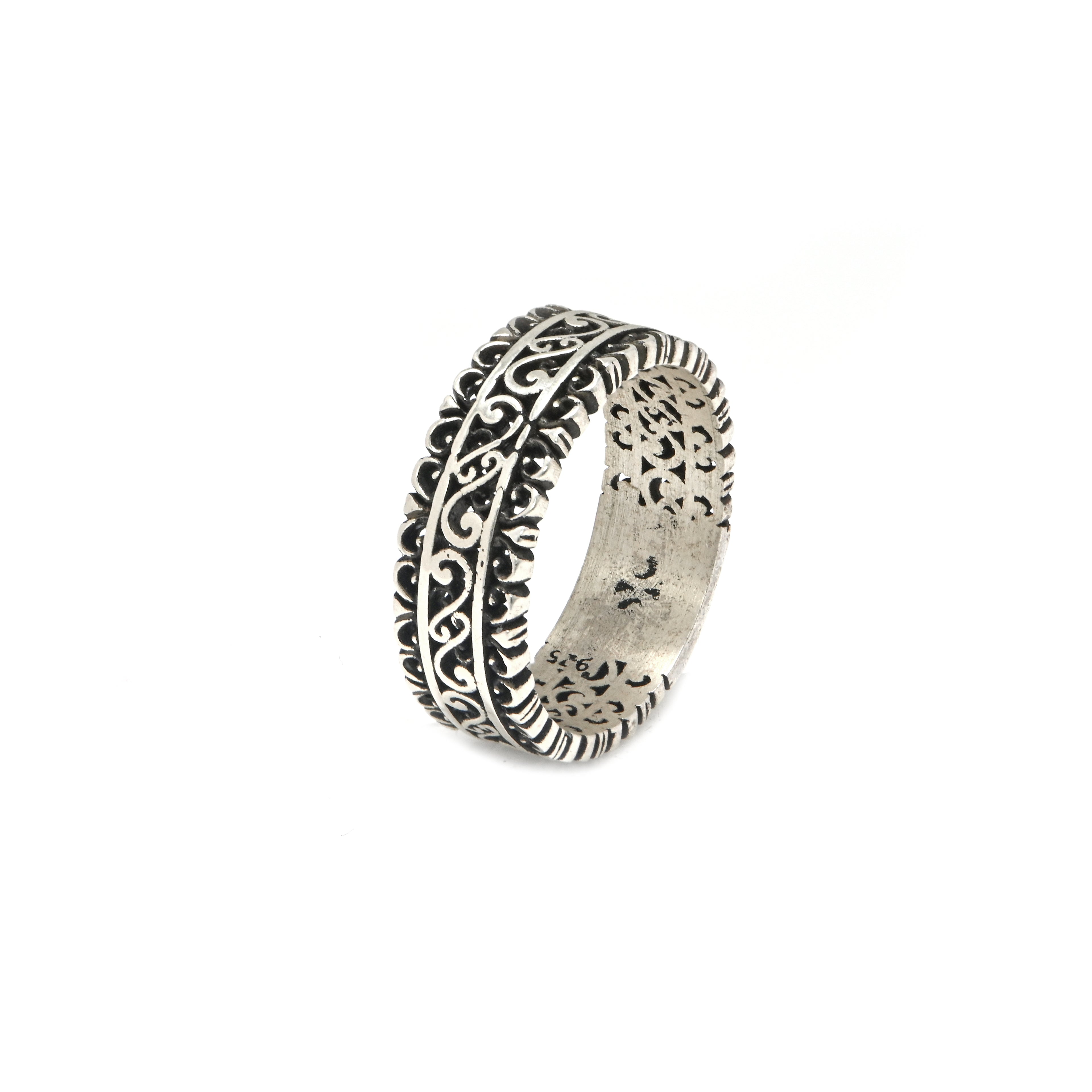 Bold Oxidized 925 Silver Ring for Men | Unique Vintage Oxidized Band | Gift for Husband