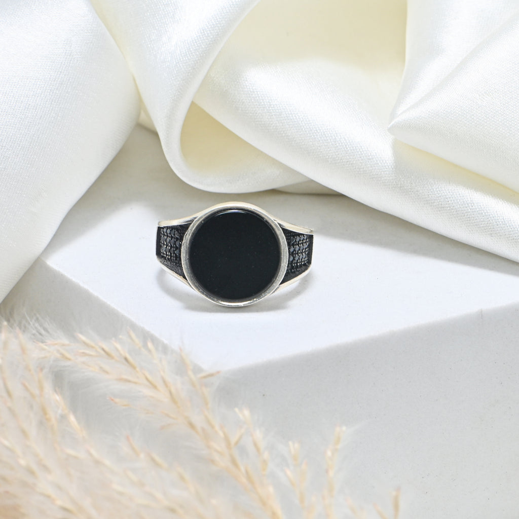 925 Sterling Silver Men’s Ring with Black Onyx | Oxidized Finish for Style & Durability
