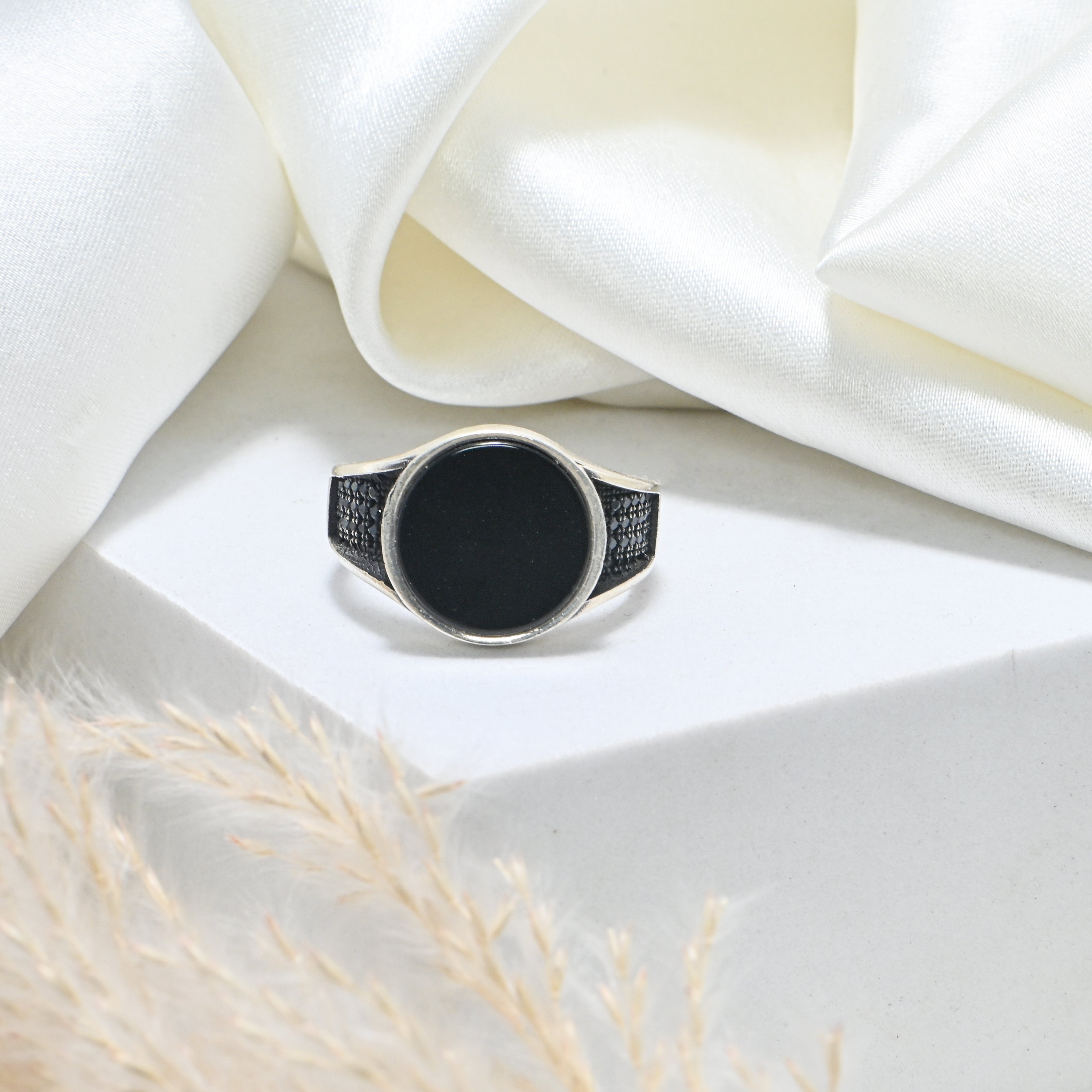 925 Sterling Silver Men’s Ring with Black Onyx | Oxidized Finish for Style & Durability