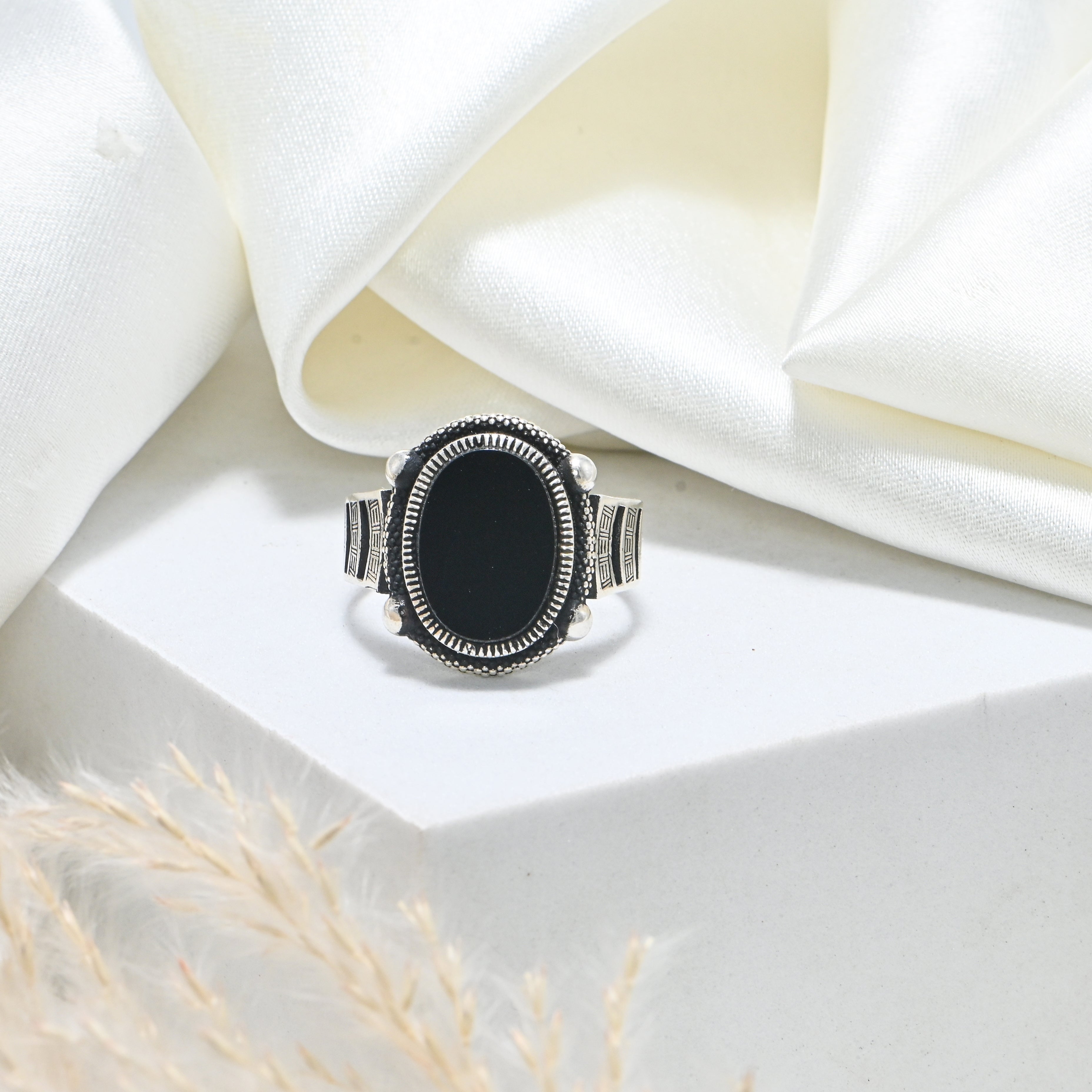 925 Sterling Silver Oxidized Men’s Ring with Black Onyx Oxidized Finish for Style & Durability