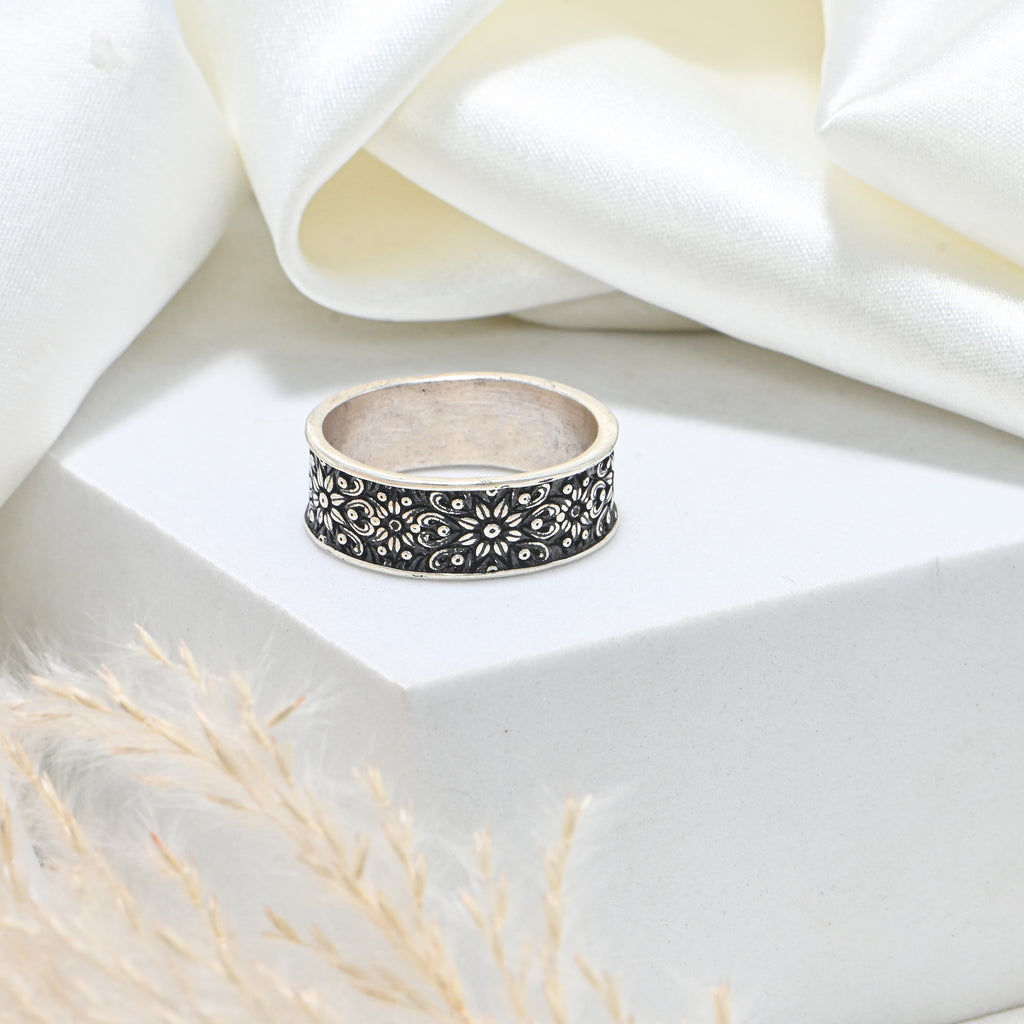 Warrior Style Oxidized 925 Silver Ring for Men Rustic Silver Jewellery