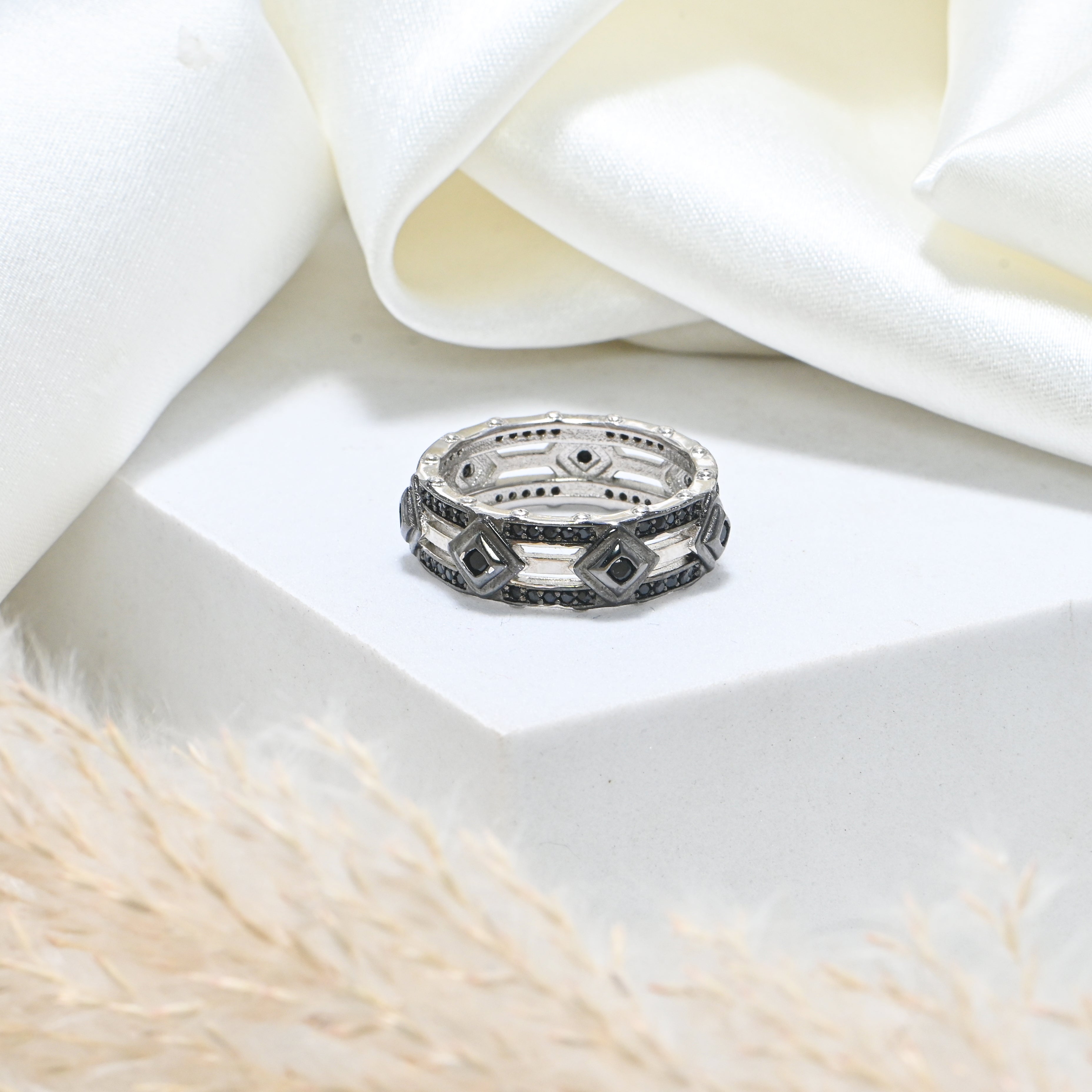 Oxidized 925 Silver Band for Men | Bold Modern Minimalist Ring