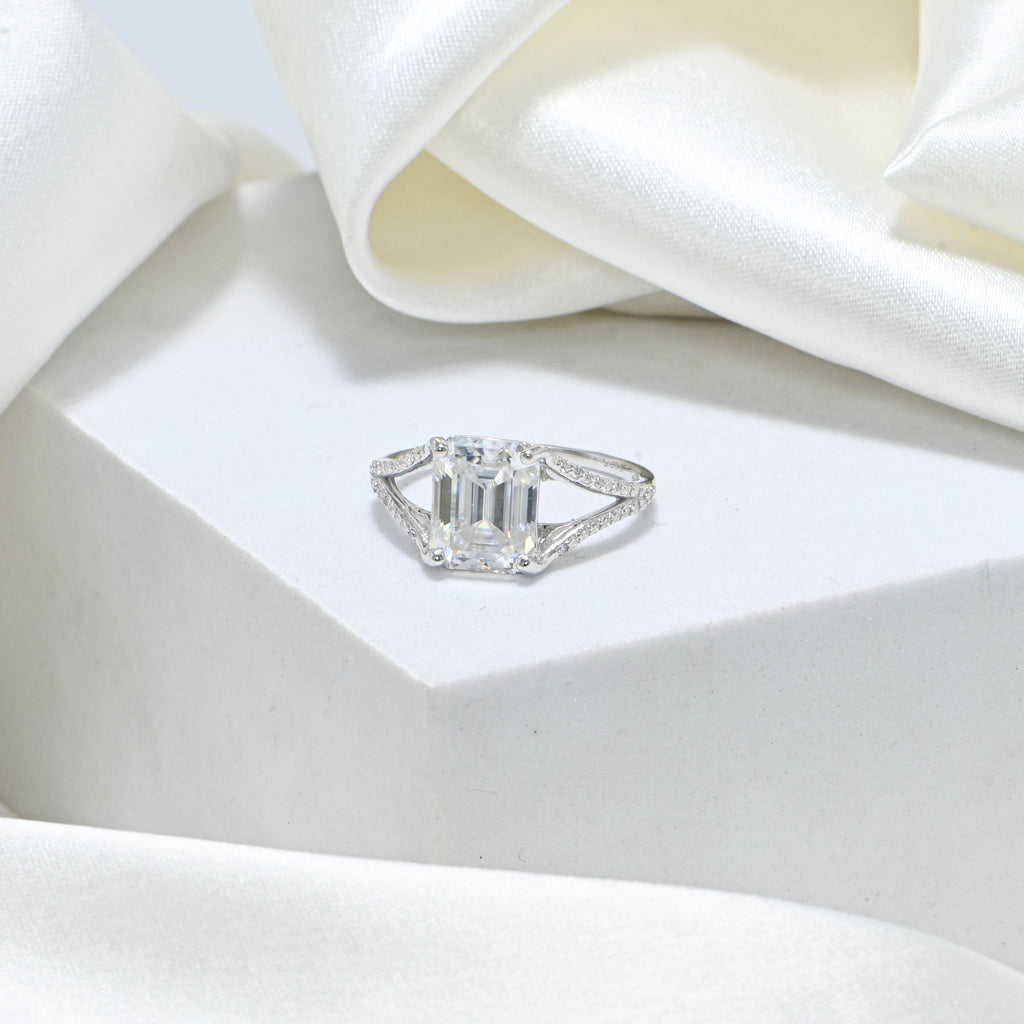 925 Sterling Silver Moissanite Radiant Bloom Ring – Handcrafted Artisan Jewelry