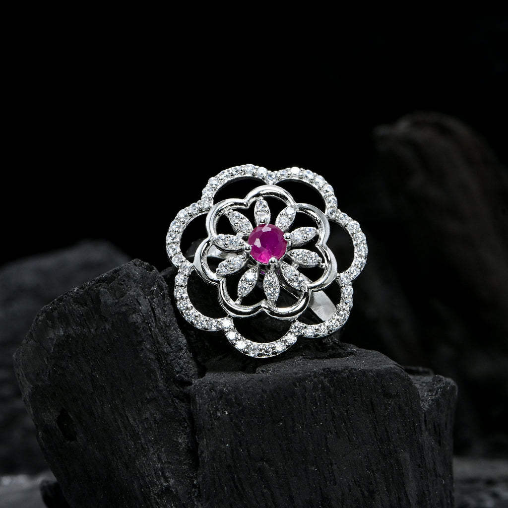 925 Sterling Silver Ring With Cubic Zirconia Stone Round Cut Large Ring for Women Hypoallergenic Wedding Jewelry