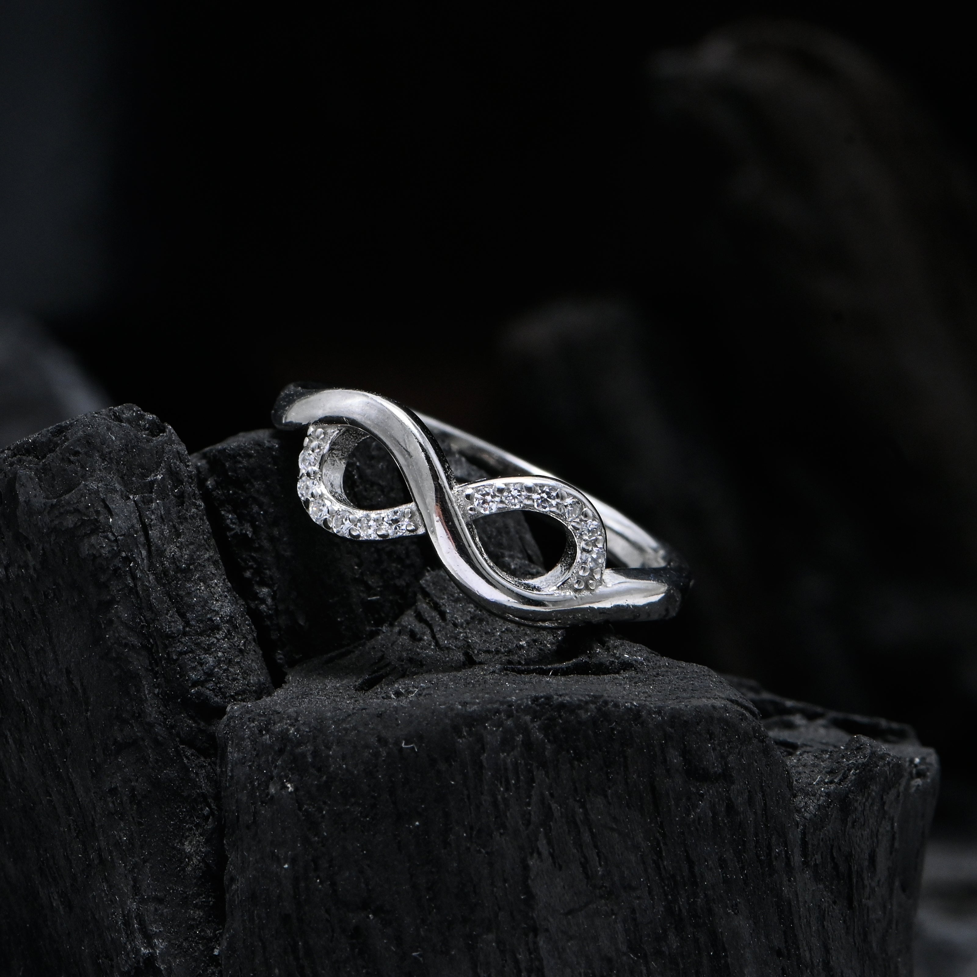 925 Sterling Silver Infinity Design Cubic Zirconia Ring for Women, Symbolic CZ Promise Ring, Everyday Wear Valentine’s Day Gift