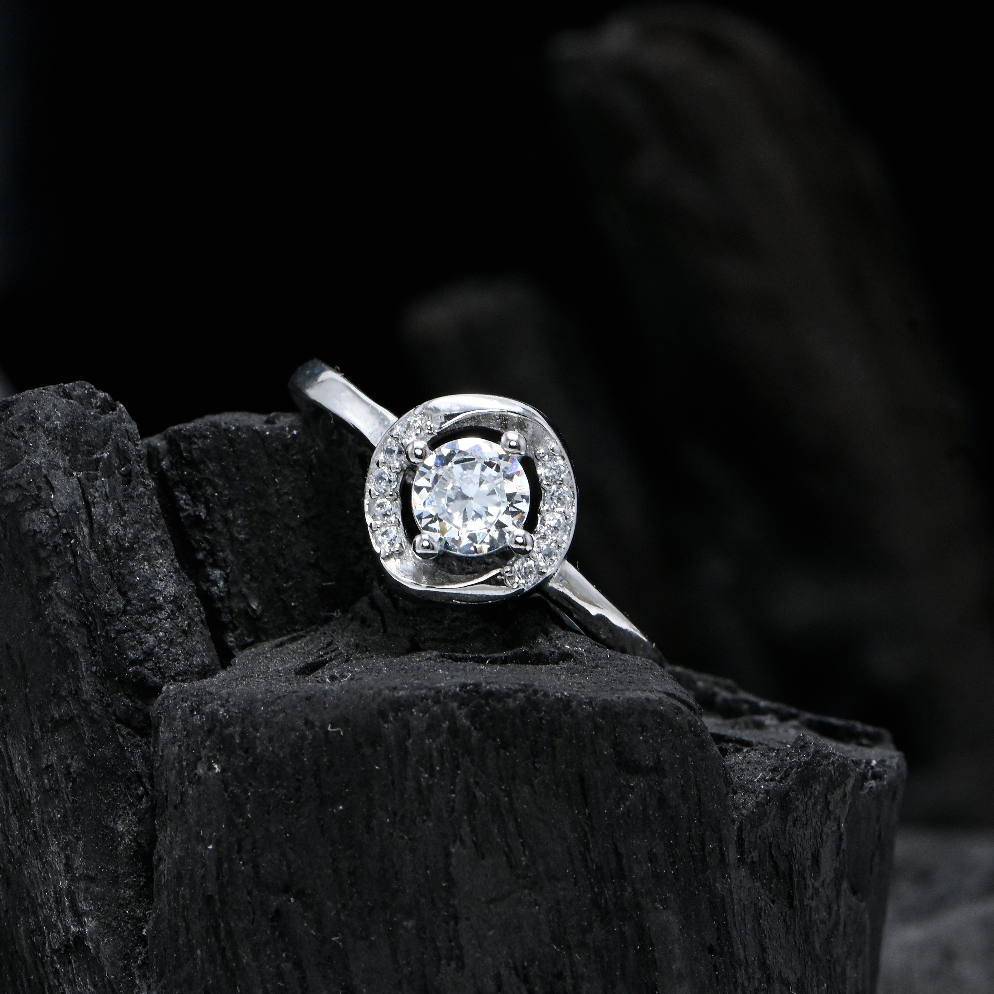 Elegant CZ Solitaire Ring Dainty Sterling Silver Design Gift for Her