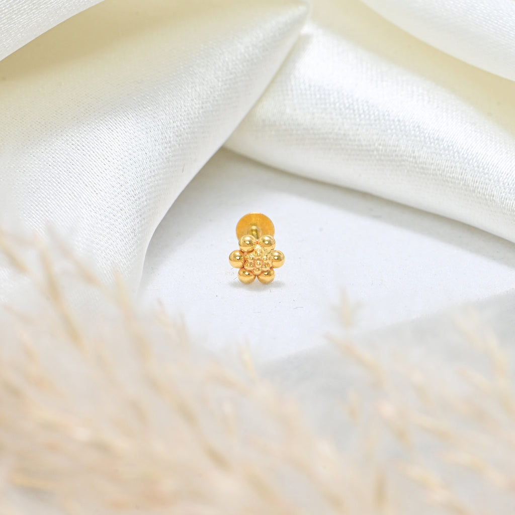 18KT Solid Gold Nose Ring Hallmarked Round Brilliant CZ Elegant Nose Pin