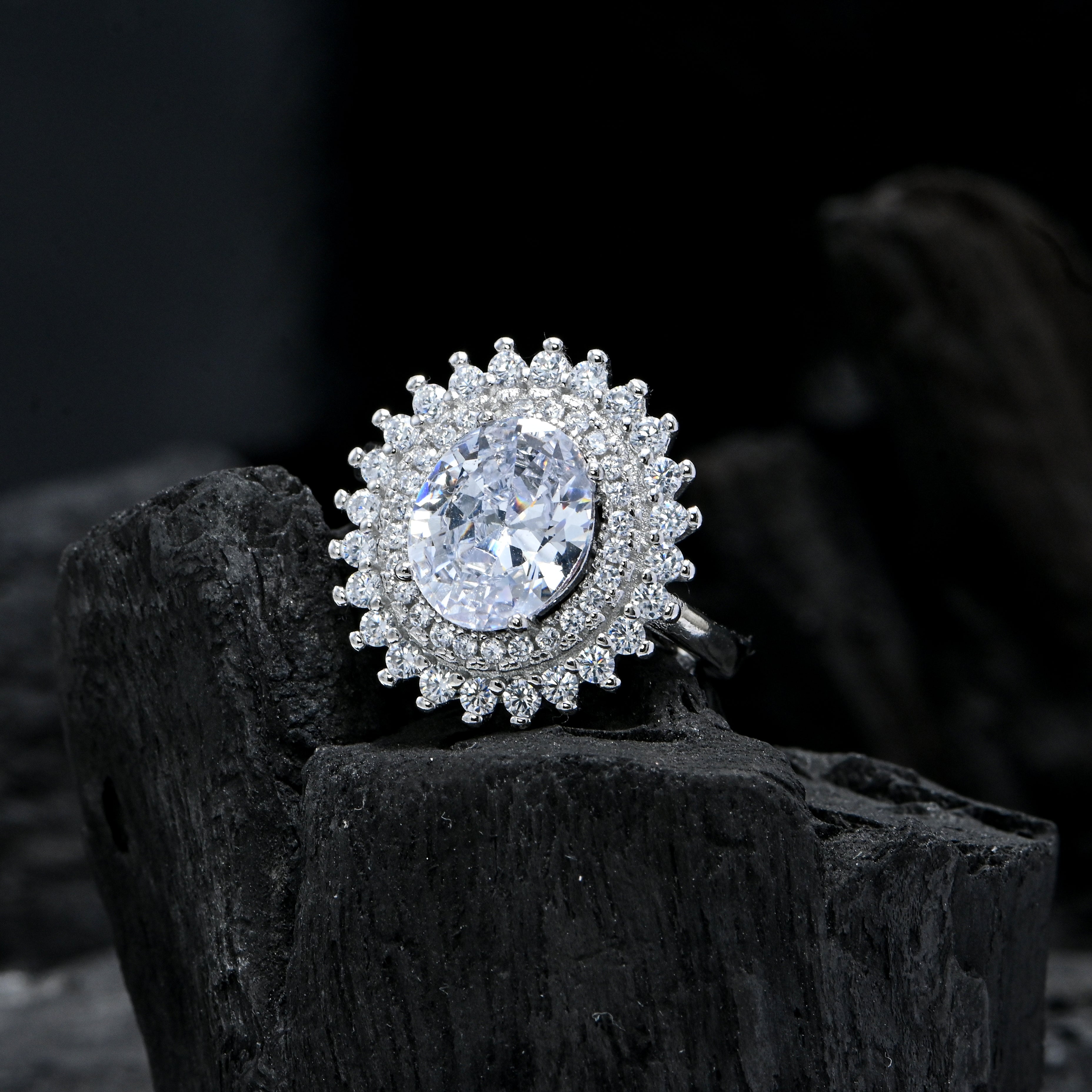 925 Sterling Silver Cubic Zirconia Ring for Women  Rhodium-Plated Hypoallergenic, Tarnish-Resistant, Brilliant-Cut CZ Stone