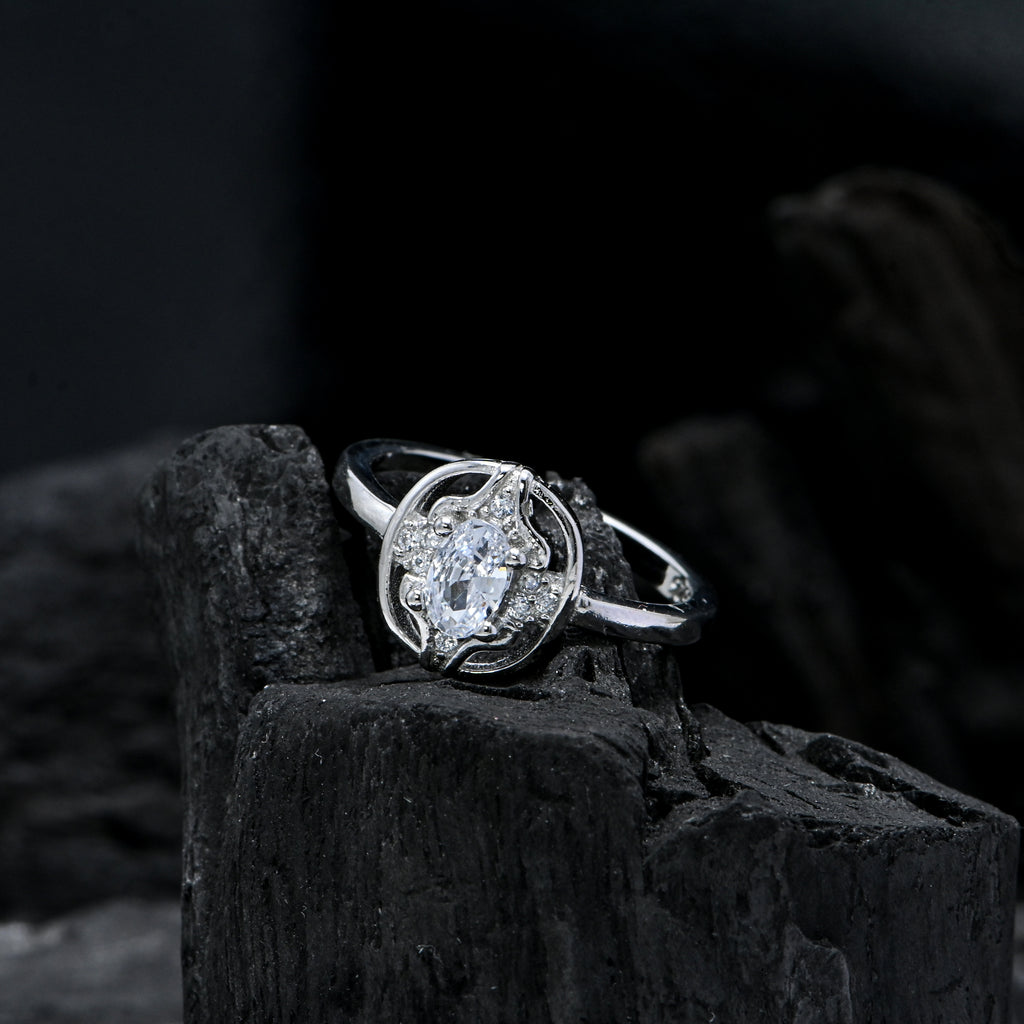 Sterling Silver Cubic Zirconia Ring Dainty Solitaire Brilliant Cut Wedding Band