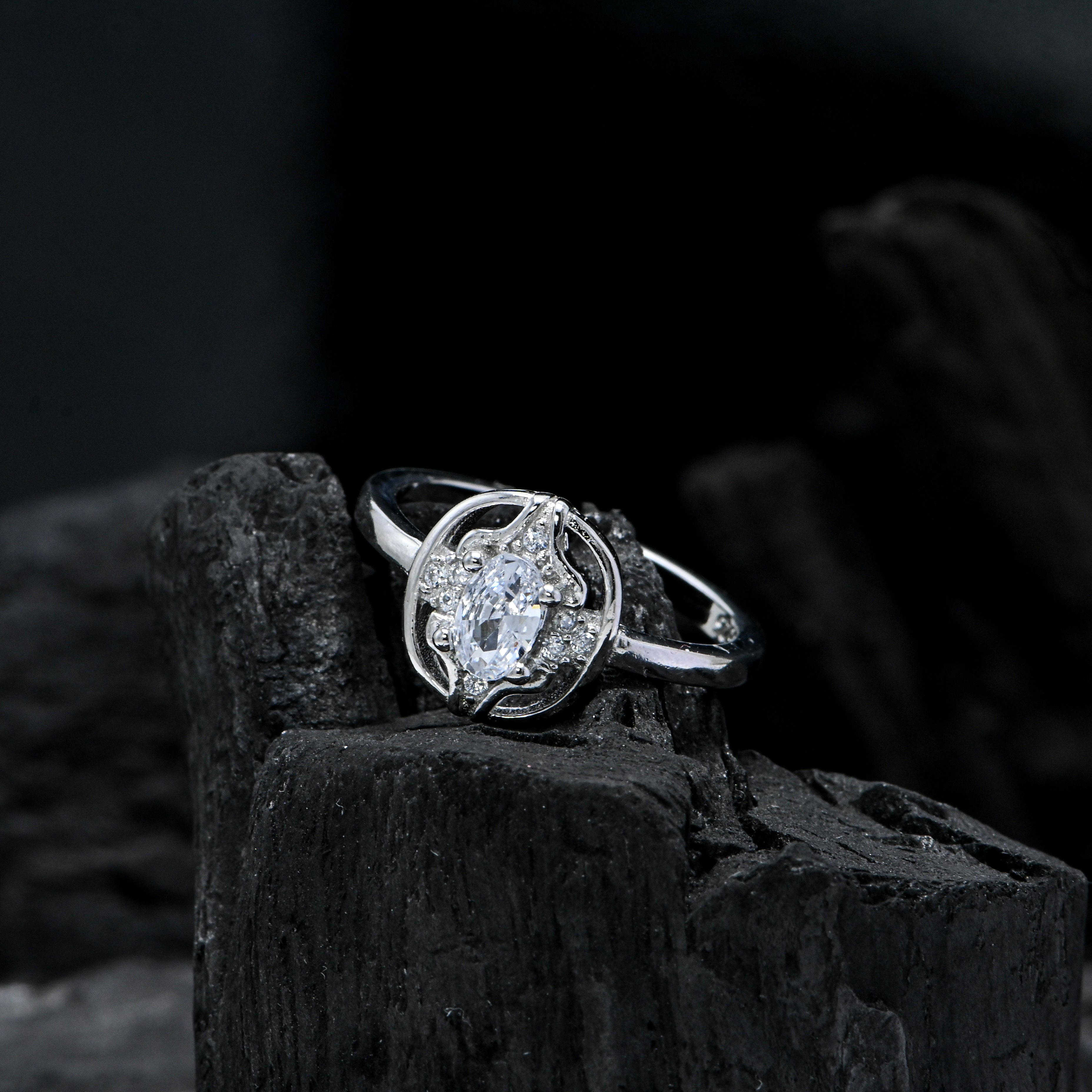 Sterling Silver Cubic Zirconia Ring Dainty Solitaire Brilliant Cut Wedding Band