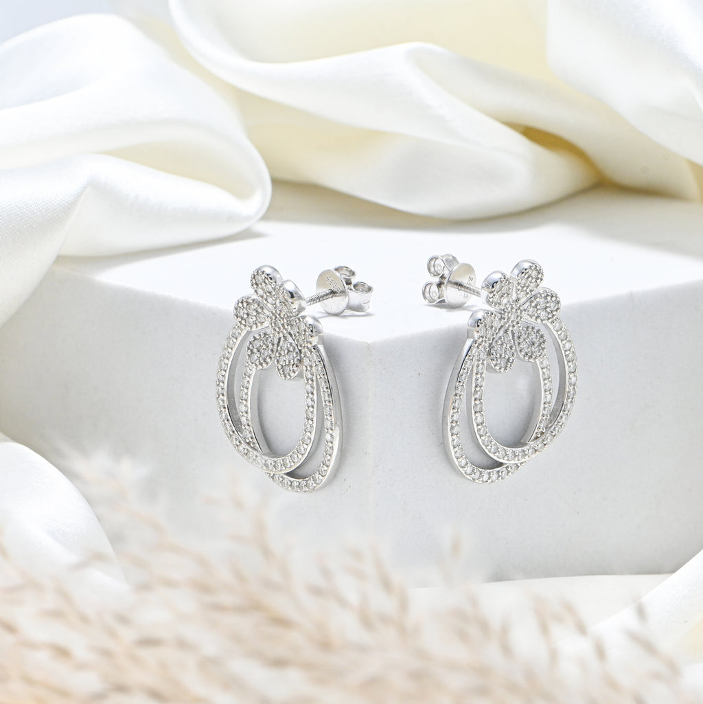 Lightweight Moissanite Stud Earrings – Dainty Round Sterling Silver Look Gift for Her