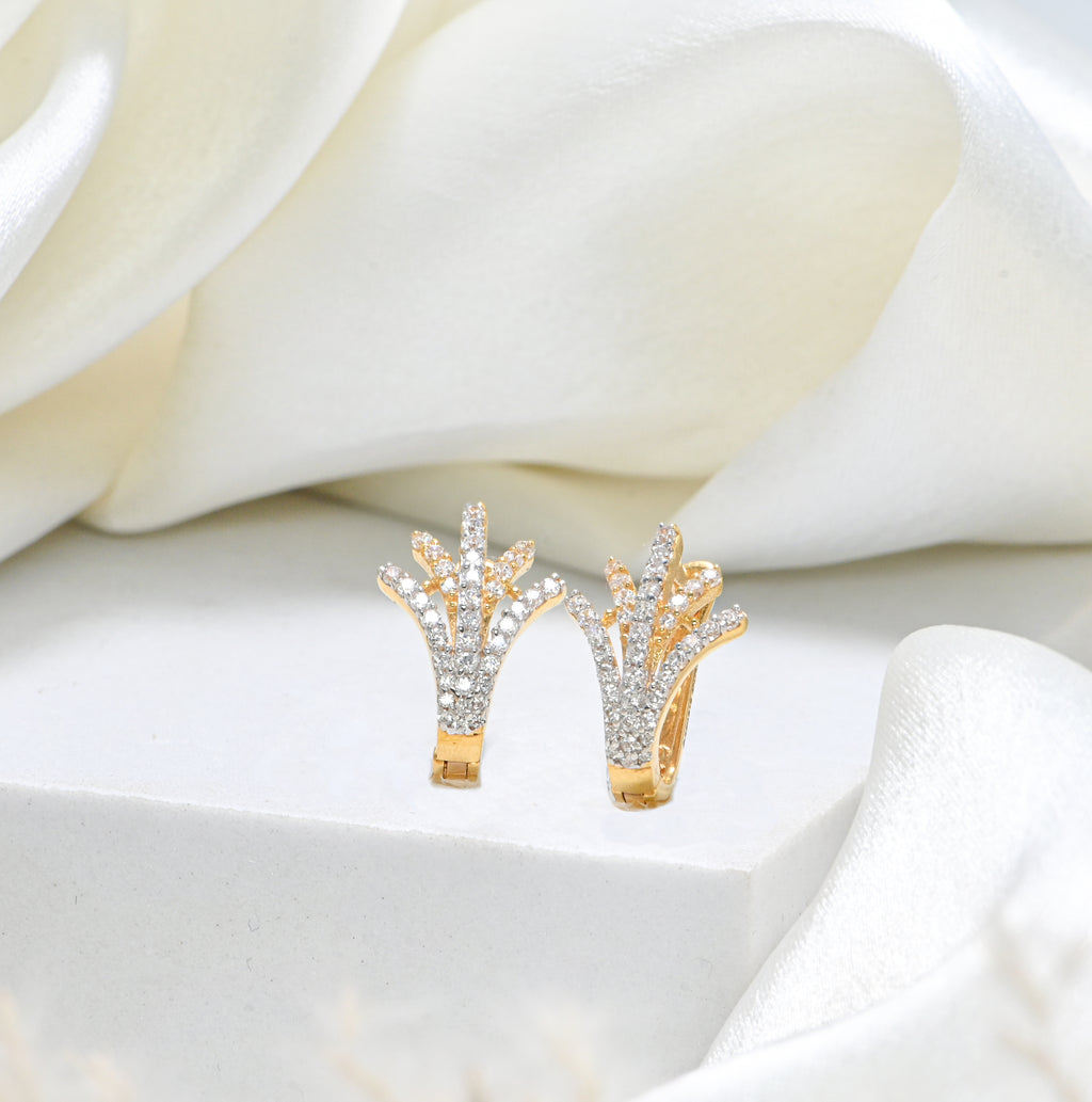 22KT Gold Cubic Zirconia Stud Earrings – Dainty Round Cut Jewelry for Wedding & Everyday