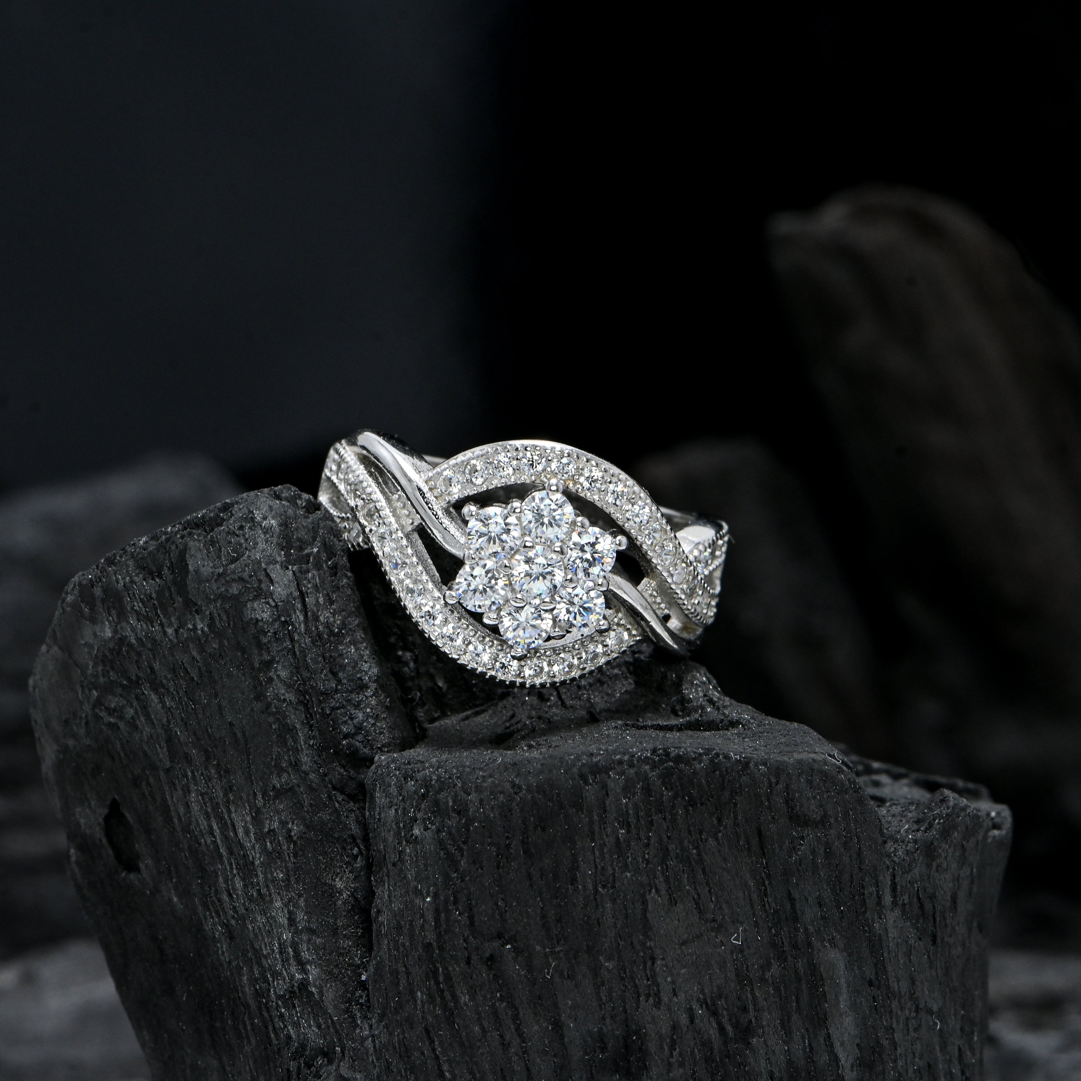 Sterling Silver CZ Ring Dainty Brilliant Cut Sparkle Ring for Birthday Gift