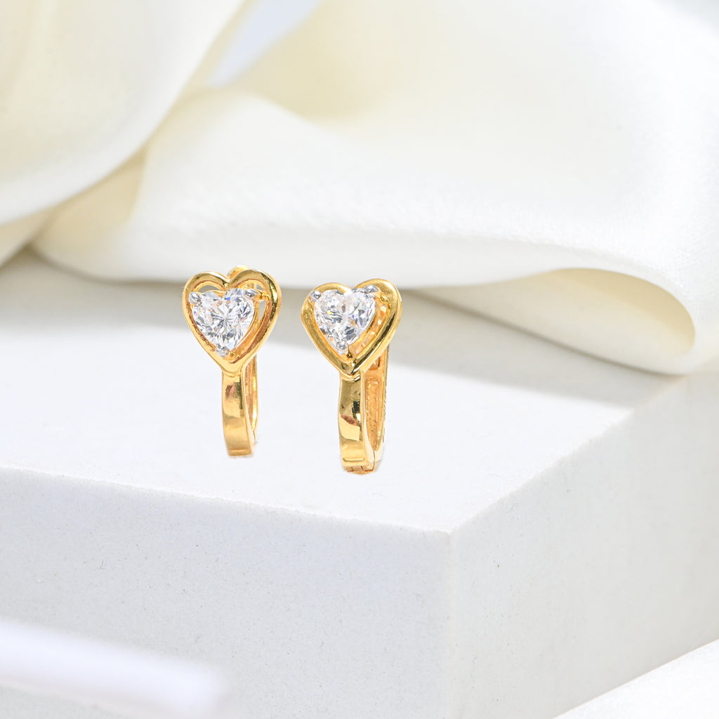 Cubic Zirconia Stud Earrings for Women – Dainty Round Cut, 22KT Gold Finish Wedding Jewelry