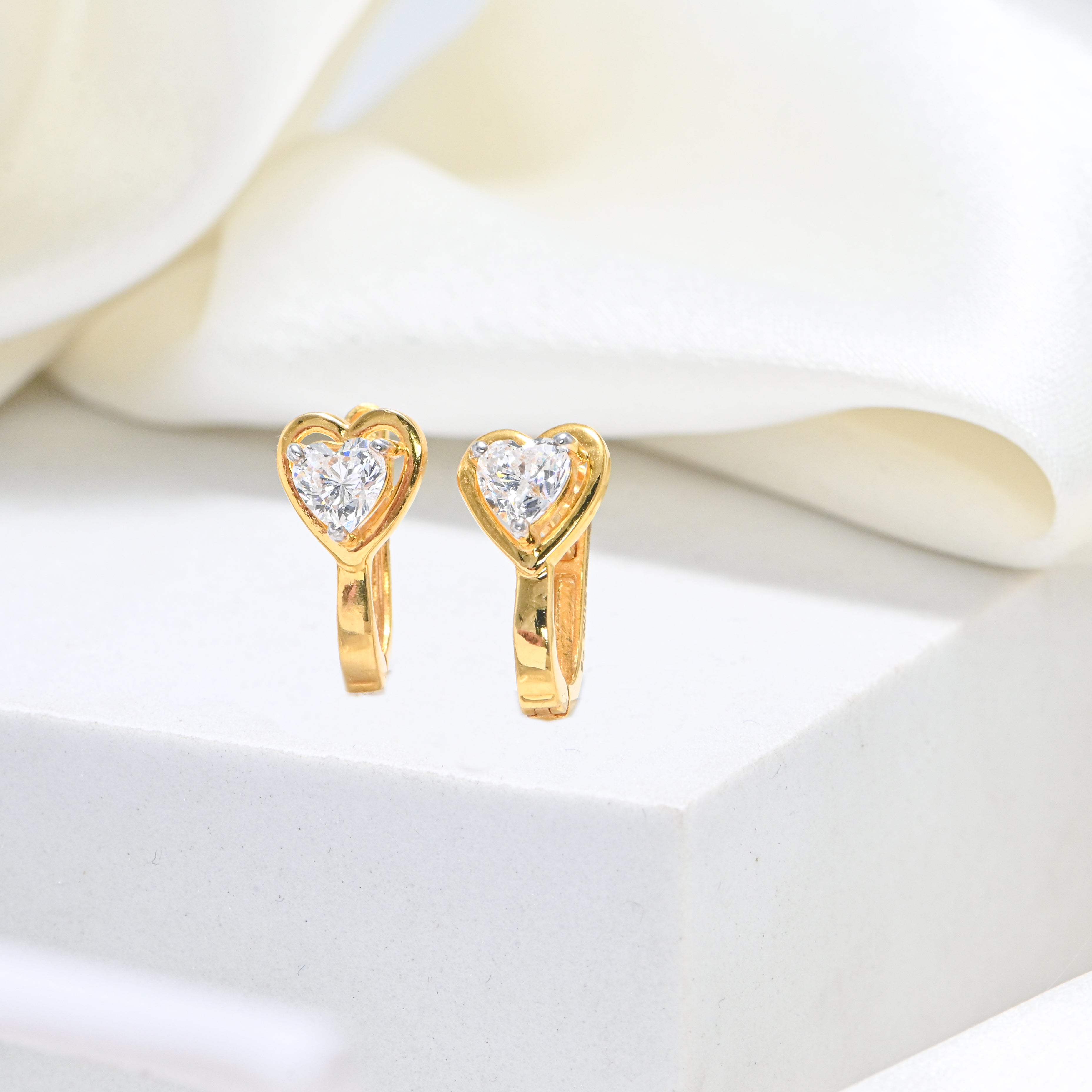 Cubic Zirconia Stud Earrings for Women – Dainty Round Cut, 22KT Gold Finish Wedding Jewelry