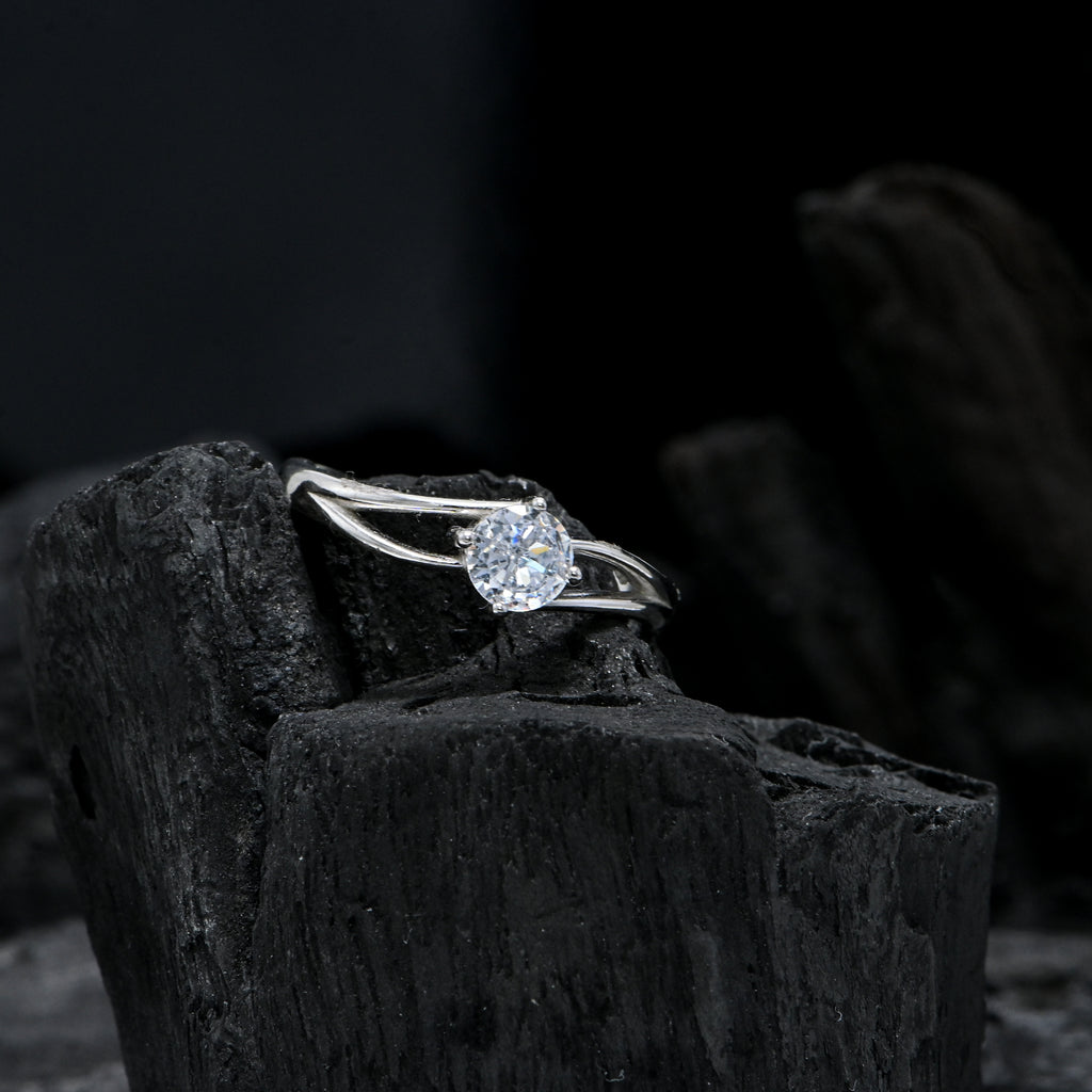 Lightweight Sterling Silver Cubic Zirconia Ring Fine Jewelry Gift for Her