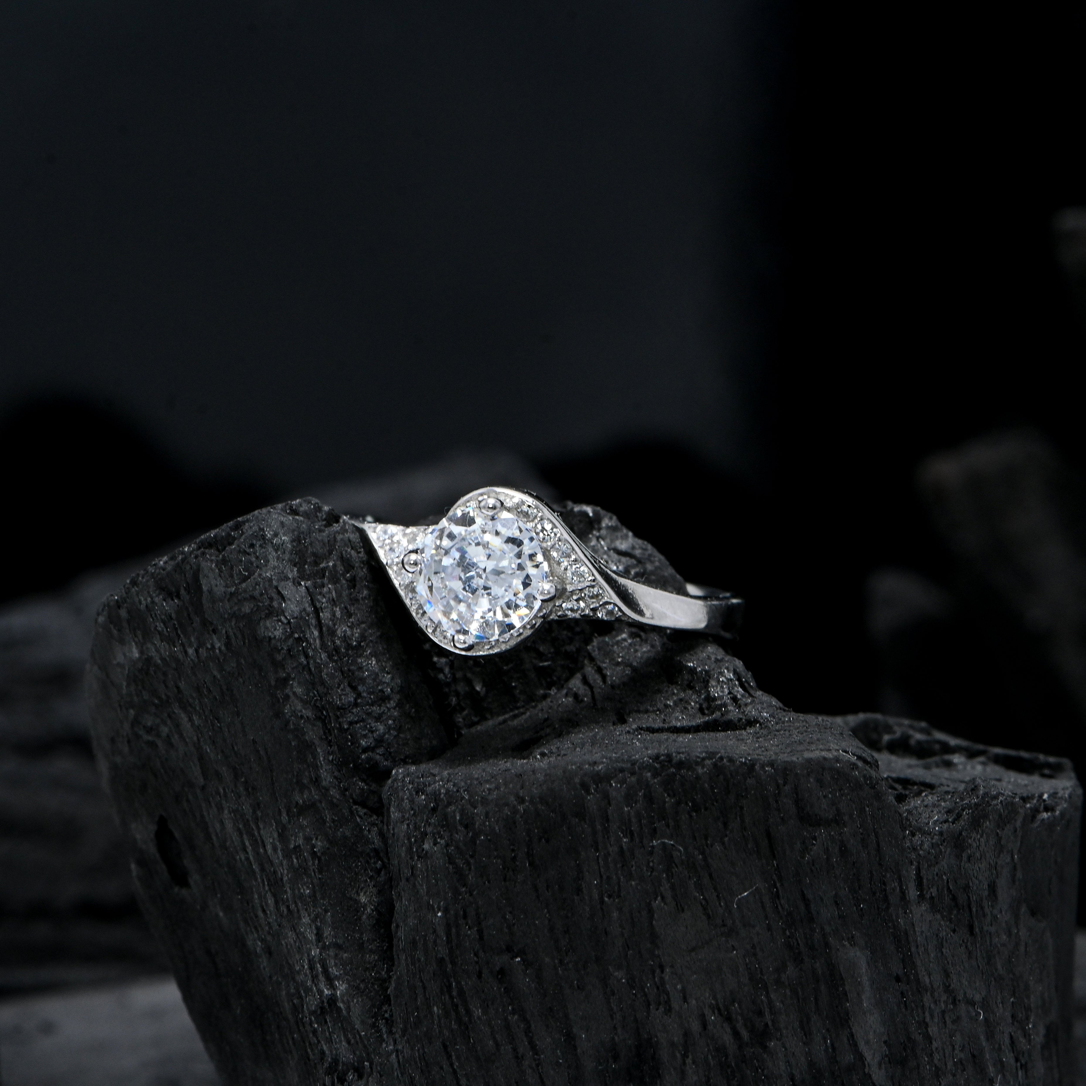 Minimalist Sterling Silver Cubic Zirconia Ring Round Shape Perfect Gift for Women