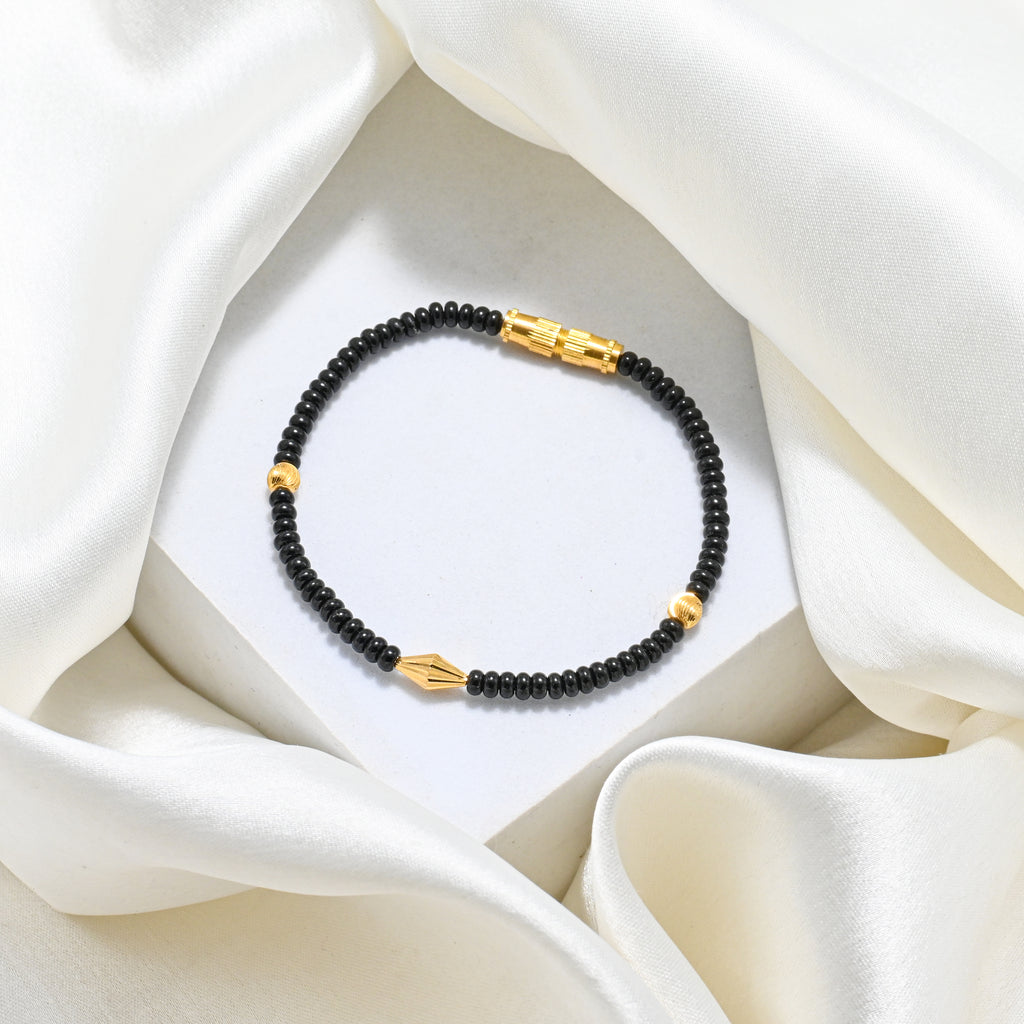 Pair of 22kt Gold Black and Golden Beads Bracelets – Perfect Gift for Couples