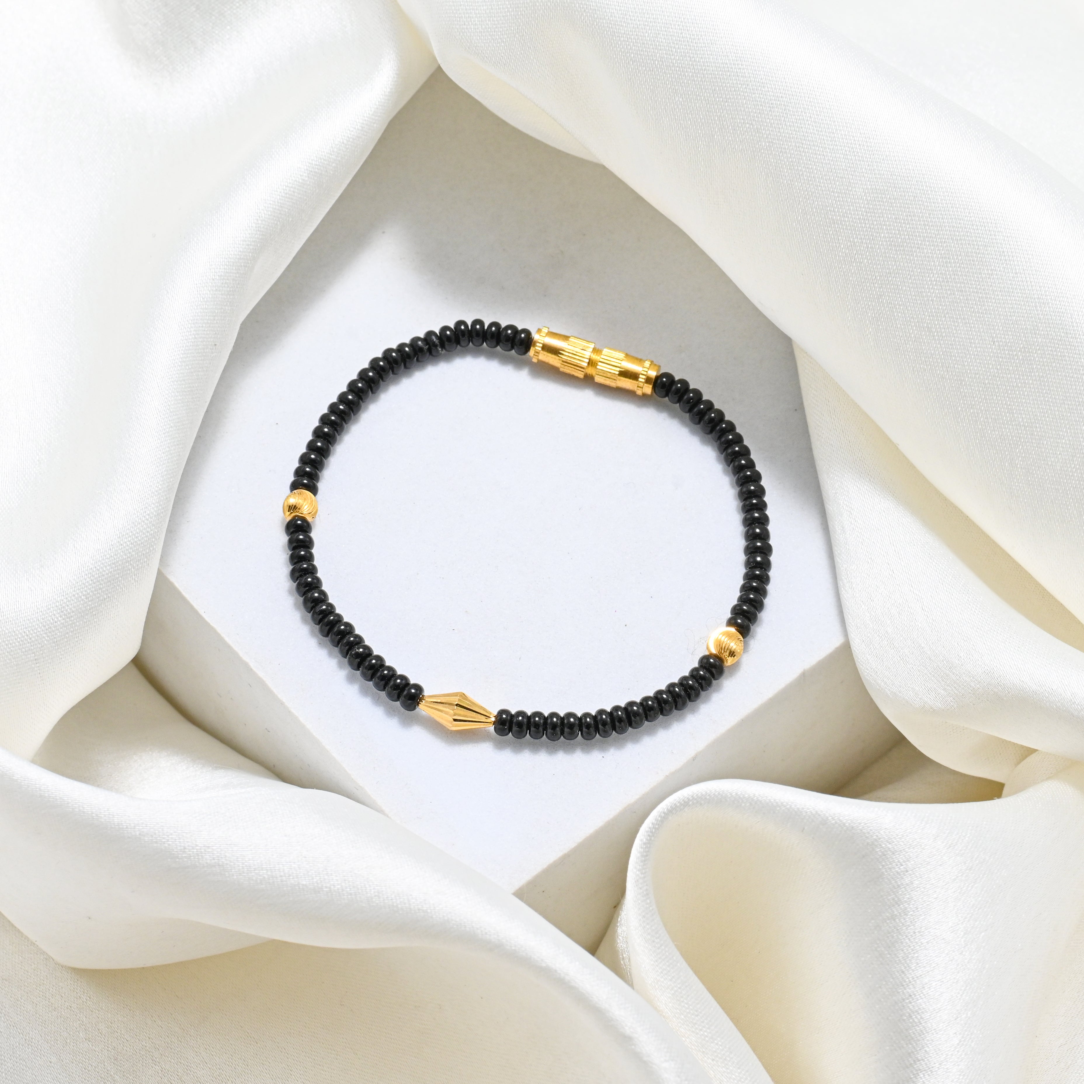 Pair of 22kt Gold Black and Golden Beads Bracelets – Perfect Gift for Couples