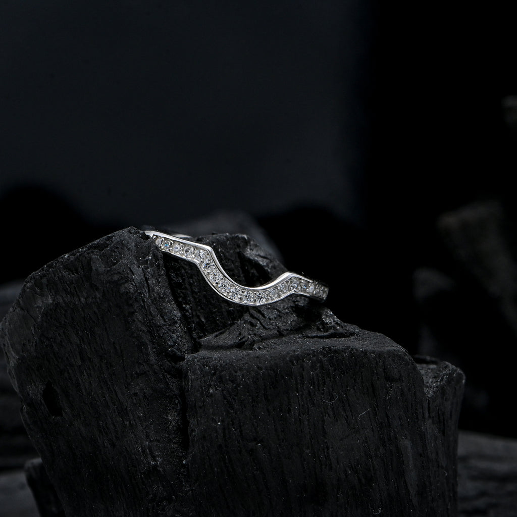 Minimalist Sterling Silver Ring with Round Cut Cubic Zirconia Dainty Gift for Her