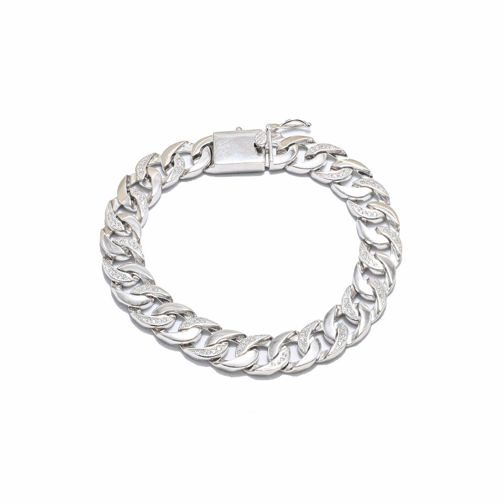 Men’s Rhodium-Polished Bracelet Crafted for Bold Everyday Style