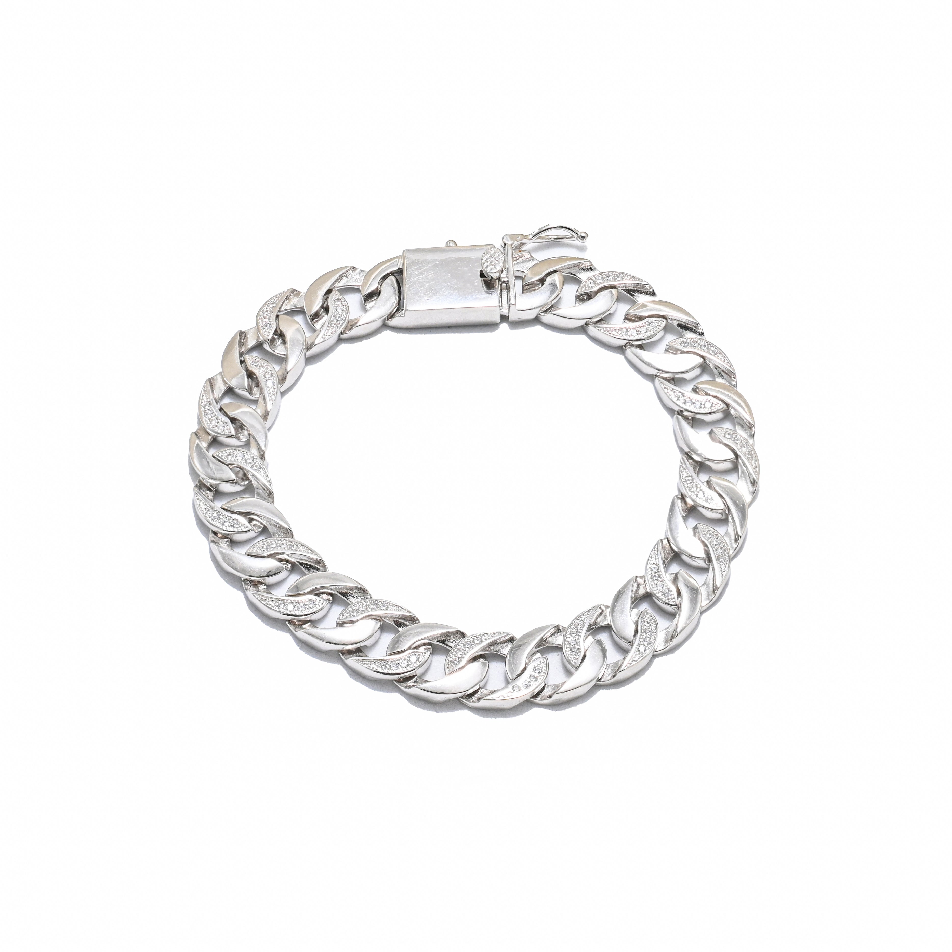 Men’s Rhodium-Polished Bracelet Crafted for Bold Everyday Style
