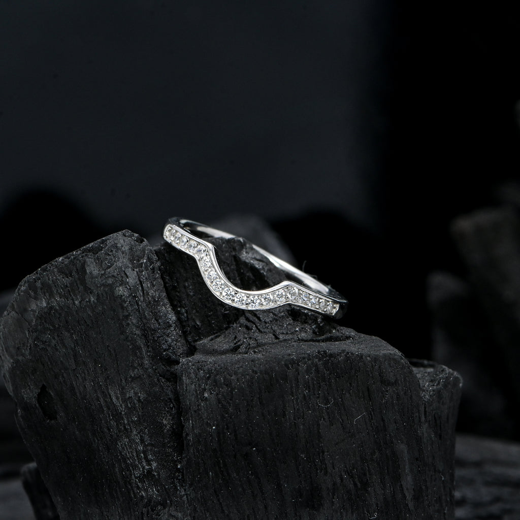 Minimalist Sterling Silver Ring with Round Cut Cubic Zirconia Dainty Gift for Her