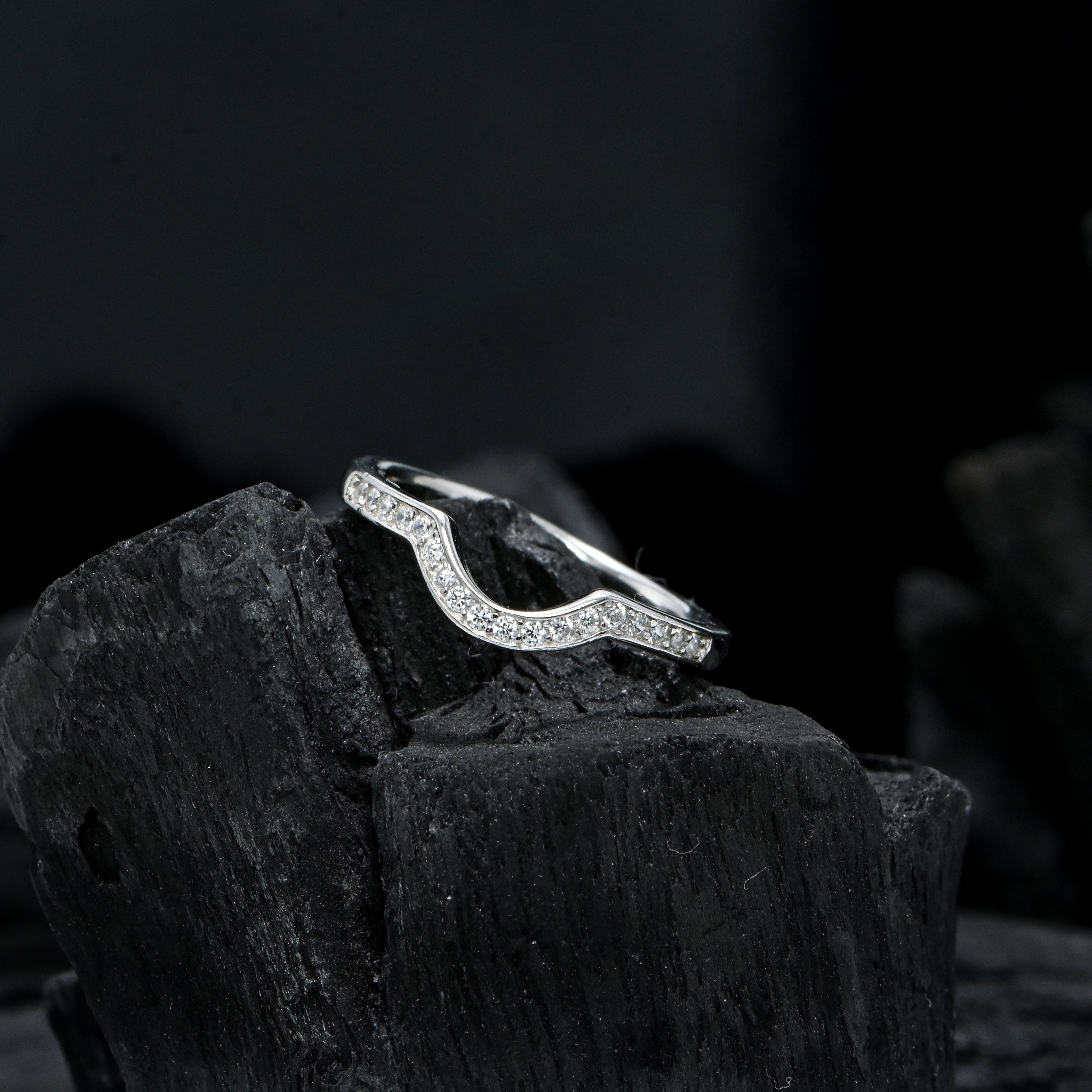 Minimalist Sterling Silver Ring with Round Cut Cubic Zirconia Dainty Gift for Her