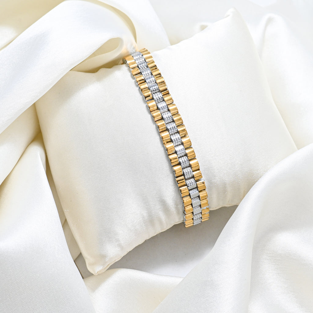 Premium Rhodium–Gold Polished Bracelet-Gift for Him