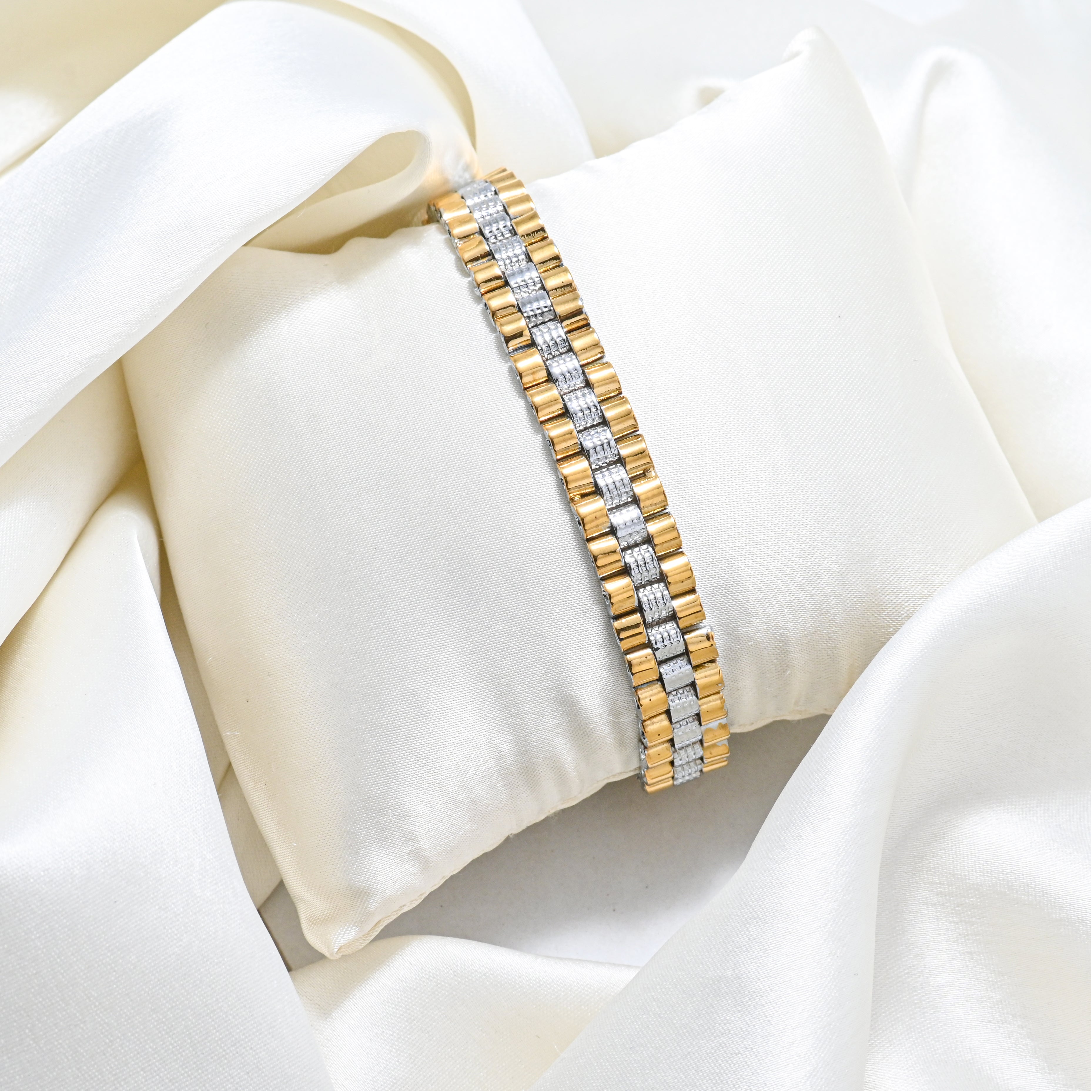 Premium Rhodium–Gold Polished Bracelet-Gift for Him