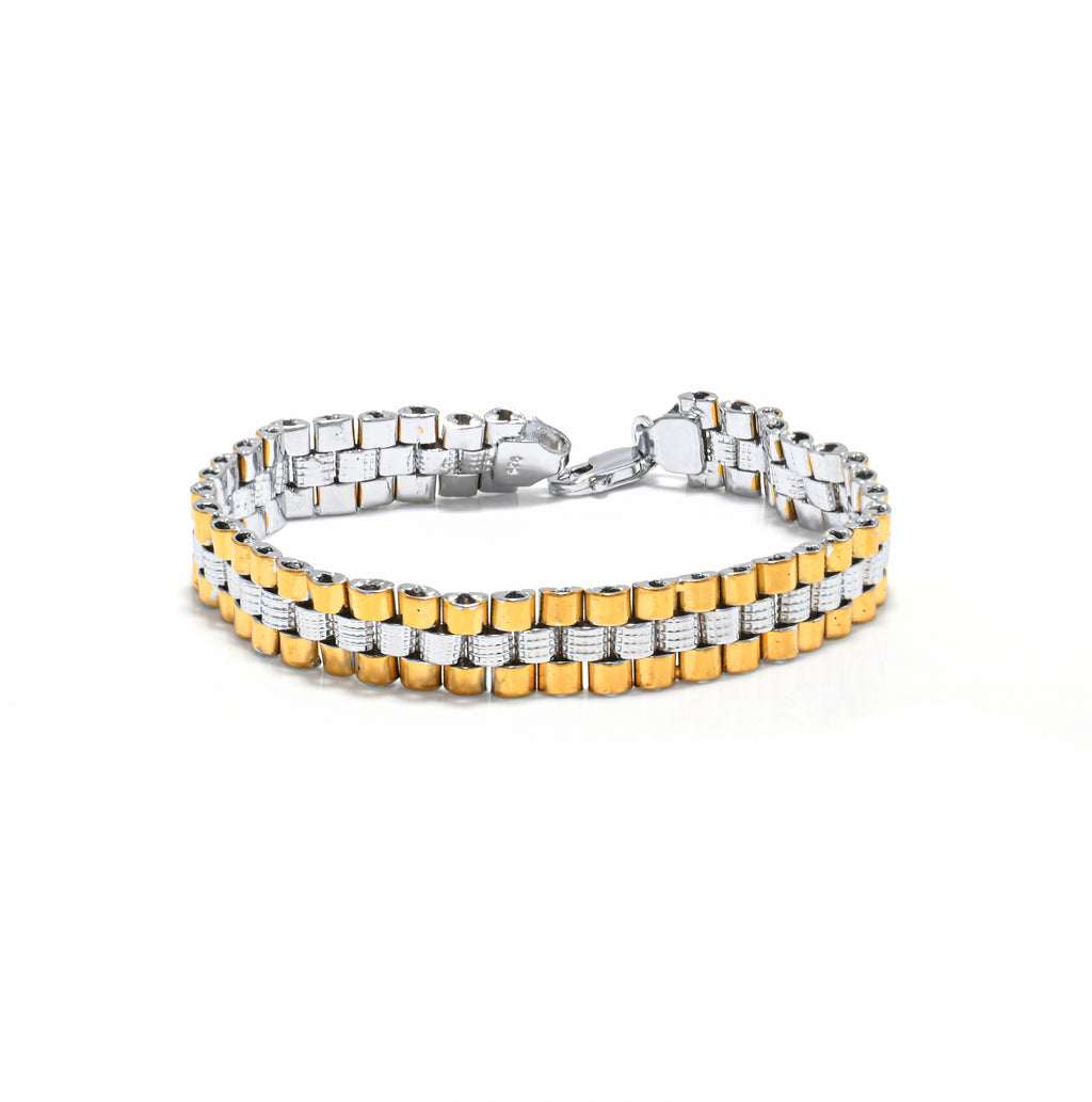 Premium Rhodium–Gold Polished Bracelet-Gift for Him